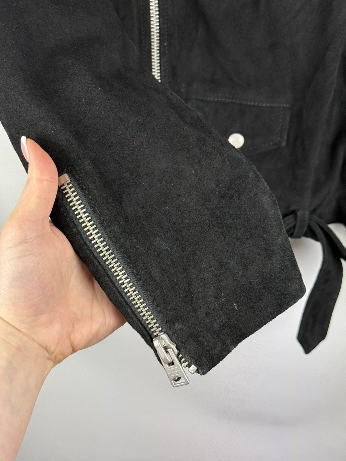 Allsaints Allsaints Bonson Biker Goat Leather Belted Suede Jacket Size US M / EU 48-50 / 2 - 11 Thumbnail