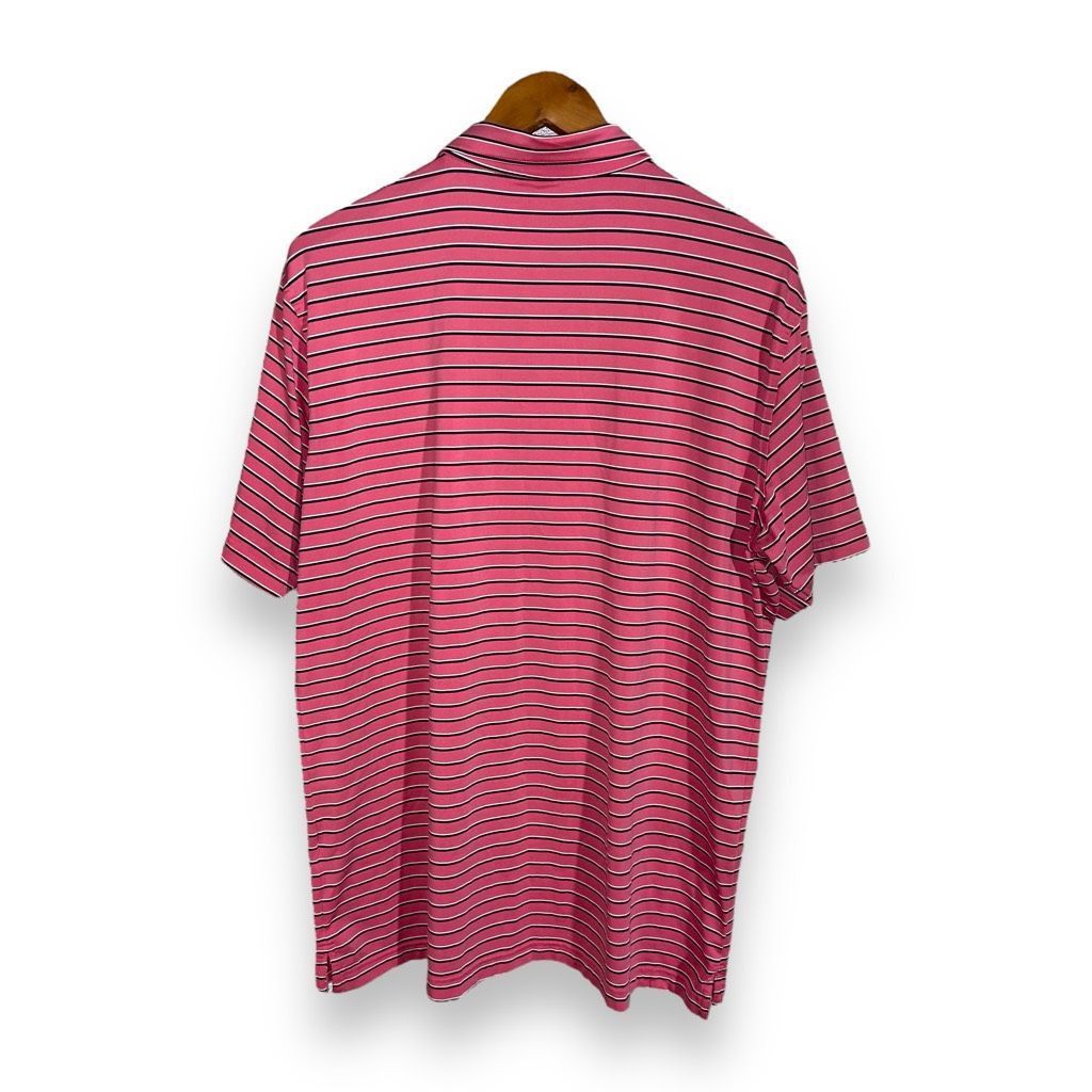 Alfred Dunhill Dunhill London Pink & Navy Stripe Performande Golf Polo Shirt XL Size US XL / EU 56 / 4 - 9 Thumbnail