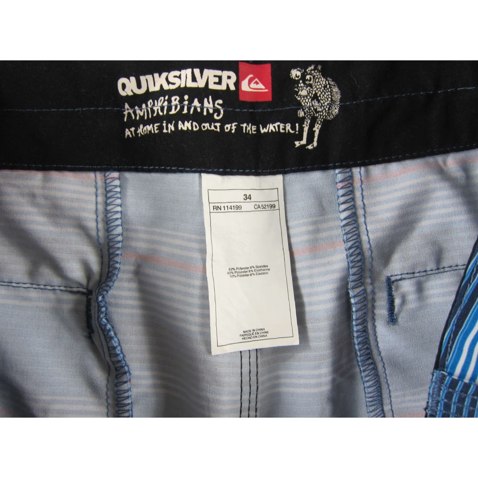 Quiksilver VINTAGE Quiksilver Amphibians Blue Red White Stripe Pocket Swim Surf Board Short 34 Size US 34 / EU 50 - 3 Thumbnail