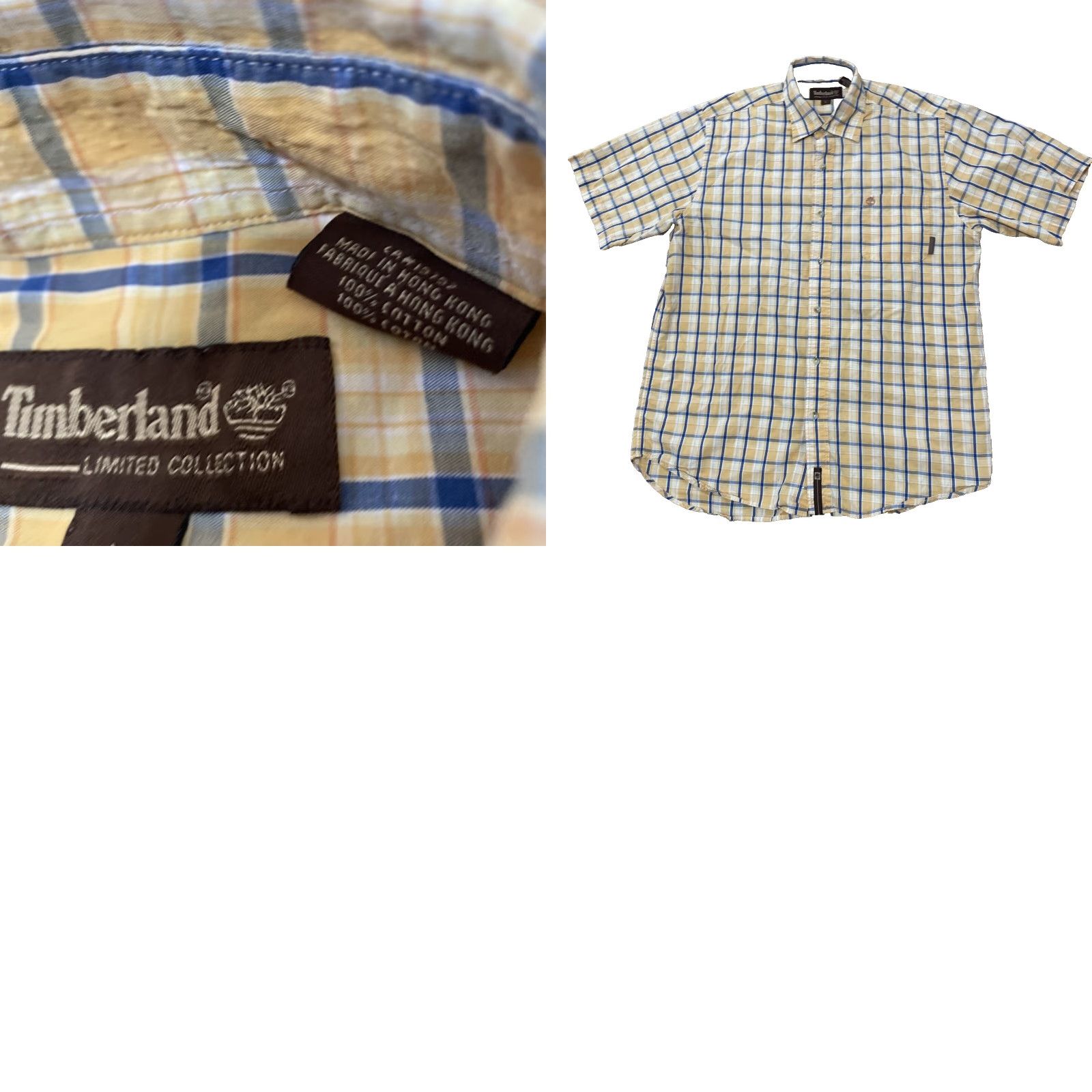 Timberland TIMBERLAND Button-Up Shirt Men L Yellow Blue Plaid Hip Hop Light Collared Shirt Size US L / EU 52-54 / 3 - 11 Thumbnail