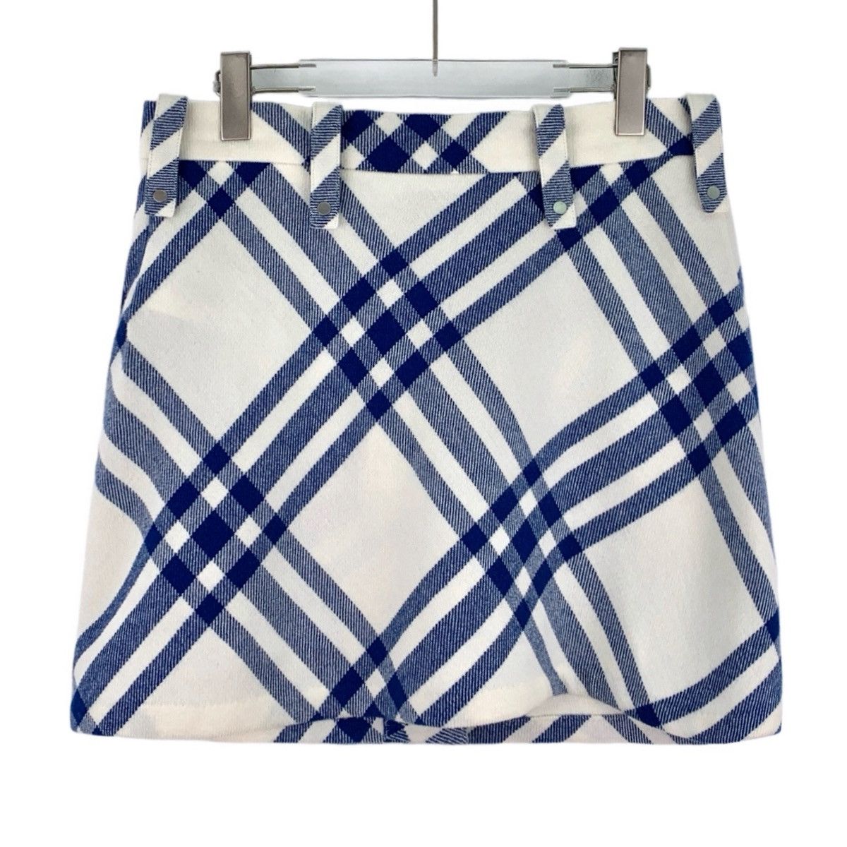Burberry Burberry Blue White Stripe Wool Casual Mini Skirt K26WX Size 28" / US 6 / IT 42 - 2 Thumbnail