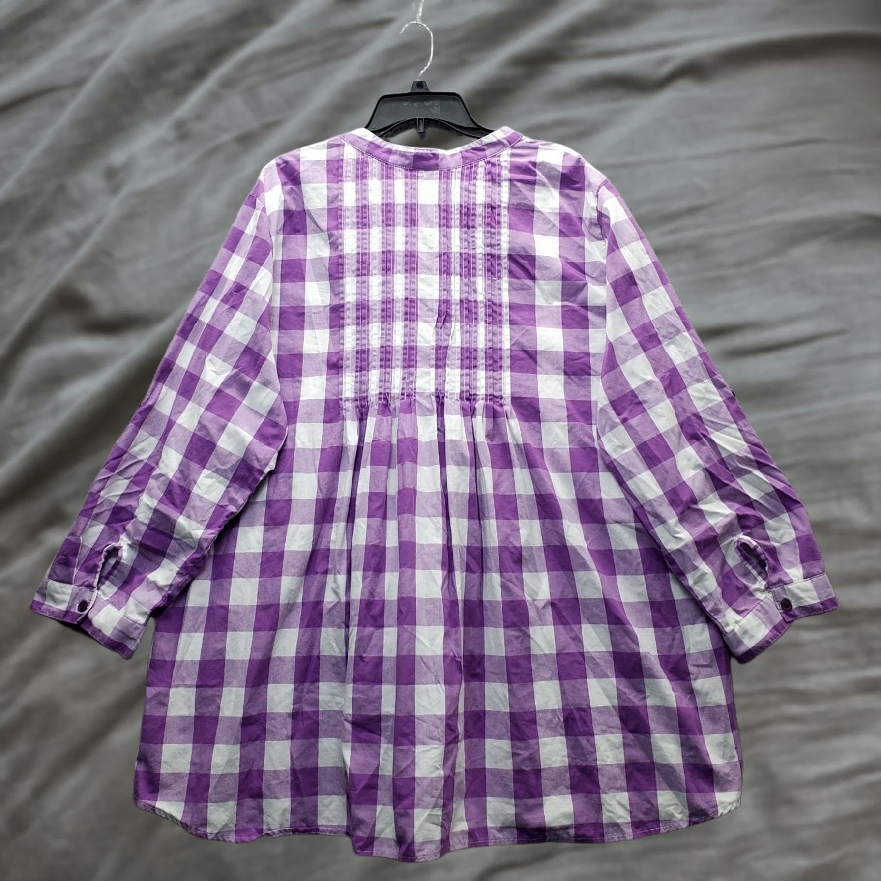 Vintage Mainstreet Blues Tunic Top Womens 3X Multi Plaid Long Sleeve V-Neck Button Front Shirt Womens 3X Plaid Tunic Blouse Size XXL / US 16-18 / IT 52-54 - 1 Thumbnail