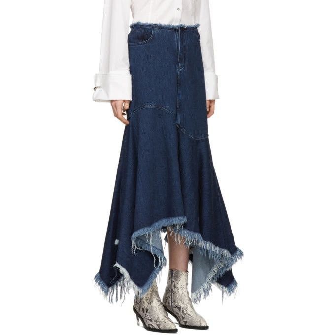 Marques'Almeida MARQUES ALMEIDA INDIGO DENIM ASYMMETRIC SKIRT Size 27" / US 4 / IT 40 - 4 Thumbnail