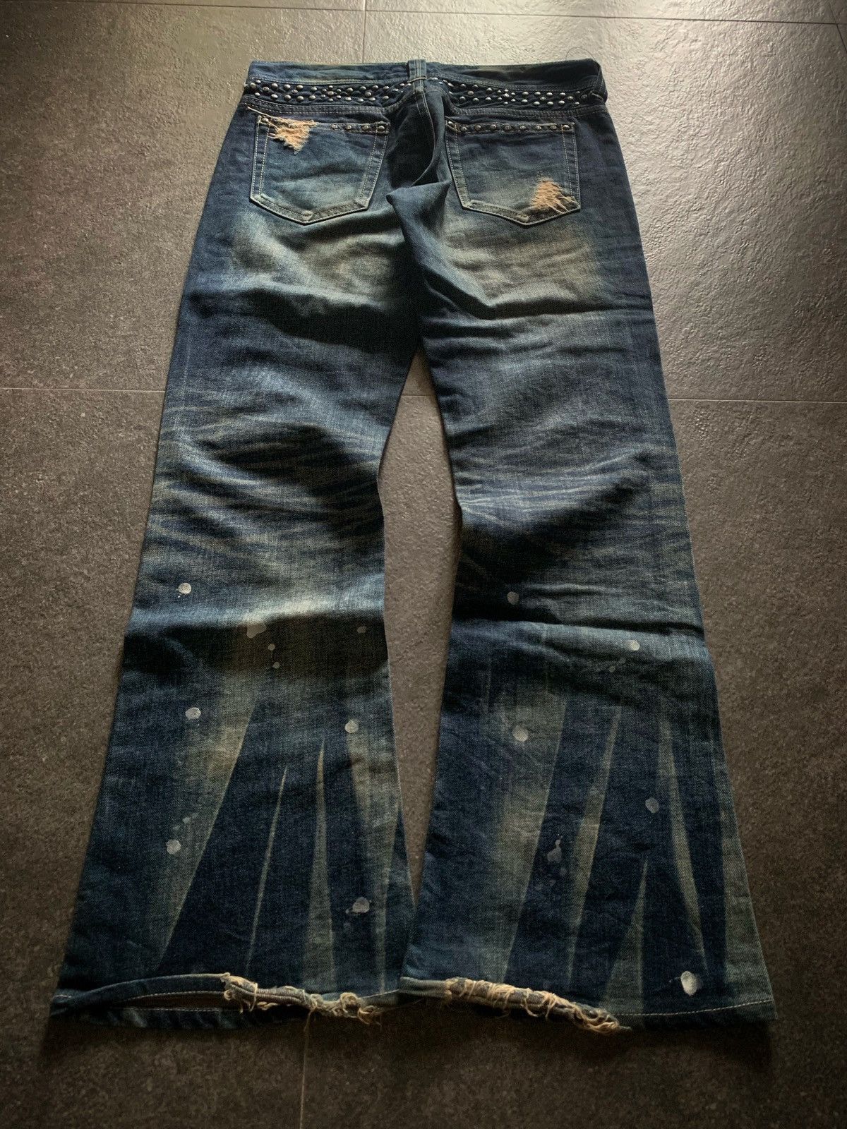 If Six Was Nine Varosh Mud Wash Studded Swarovski Flared Denim Size US 32 / EU 48 - 7 Thumbnail