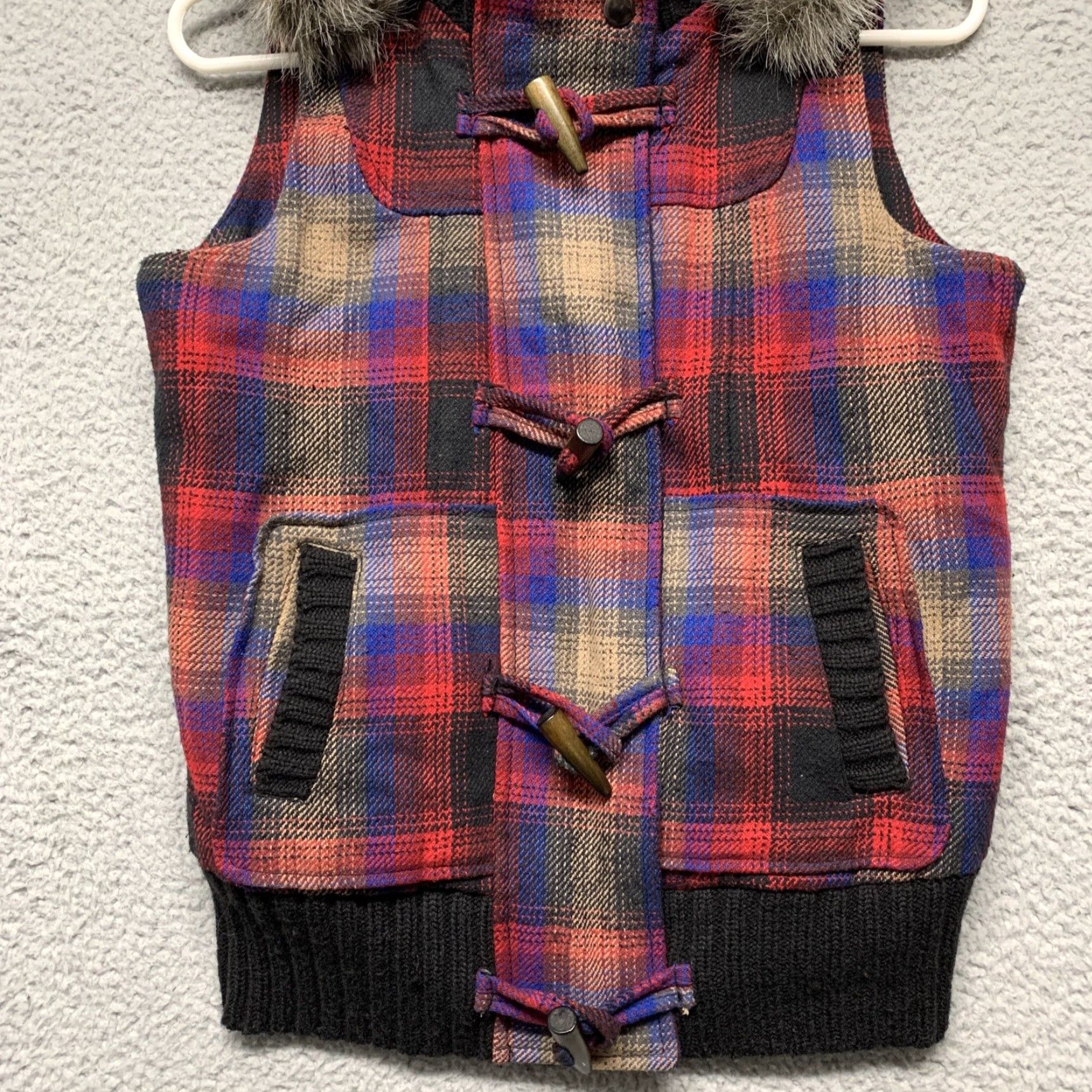 BB Dakota Jack BB Dakota Vest Women’s S Removable Hood Full Zip 4 Button Closure 2 Pockets Multi-Color Plaid Vest Womens Size S / US 4 / IT 40 - 3 Thumbnail