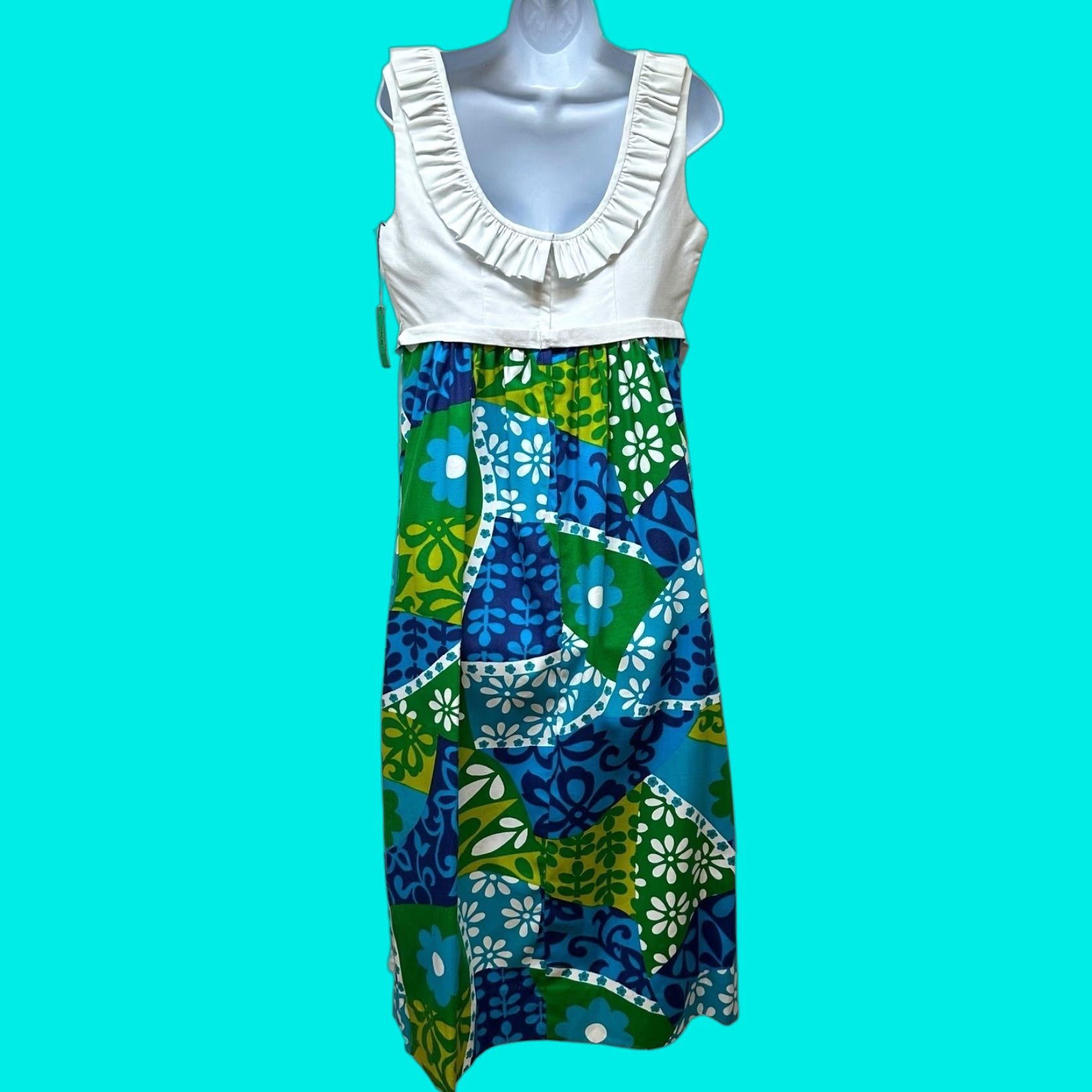 Etro VINTAGE Princess Kaiulani Dress Hawaiian Patchwork Bright Mod Retro Floral L NEW Size L / US 10 / IT 46 - 1 Thumbnail