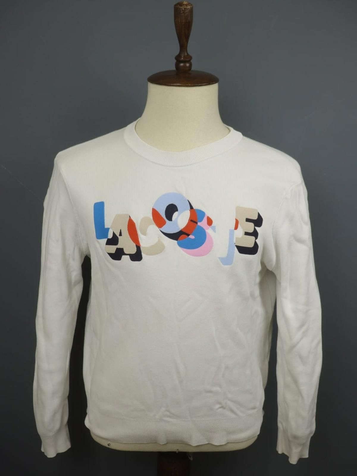 Lacoste Lacoste White Graphic Logo Pullover Sweatshirt Size 44 Size M / US 6-8 / IT 42-44 - 1 Thumbnail