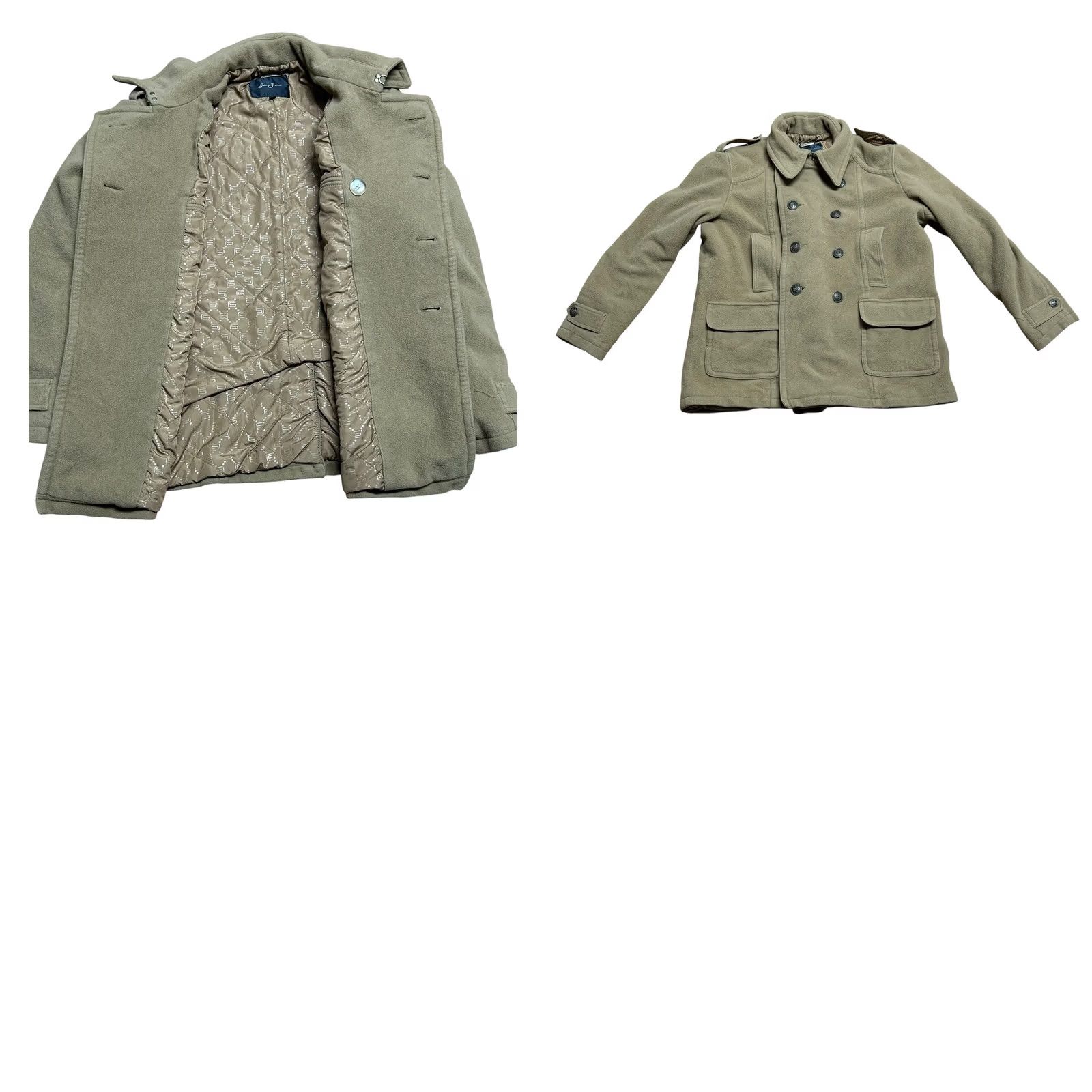 Sean John Sean John Women's Brown Button Up Wool Pea Coat Vintage Sz 2XL Y2K Jacket Tan Coat Jacket Cap Size XXL / US 16-18 / IT 52-54 - 10 Thumbnail