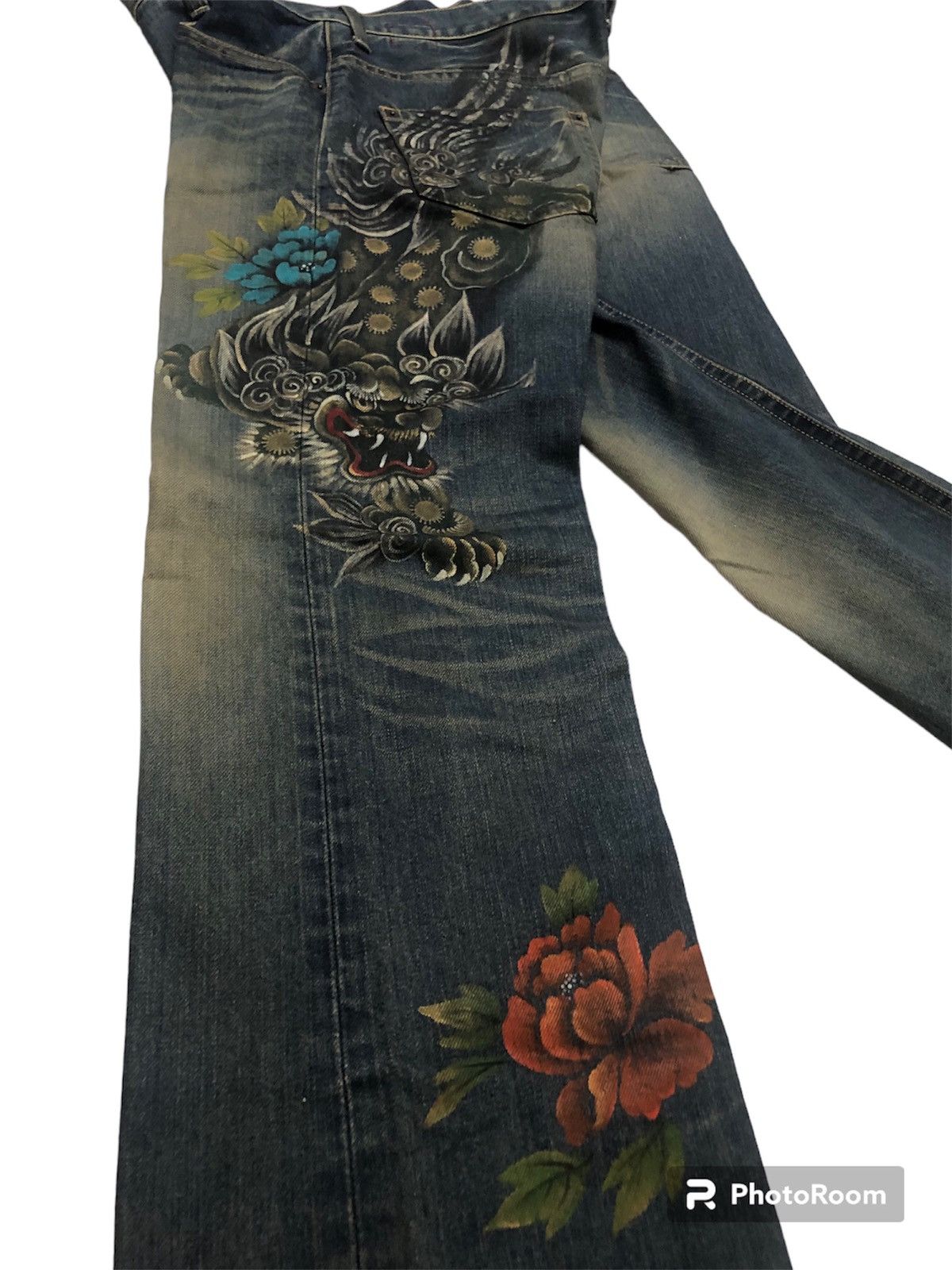 Dragonfly × Japanese Brand RARE!! JAPANESE NAMINORITATSUJIN PRINTED DRAGON JEANS Size US 34 / EU 50 - 7 Thumbnail