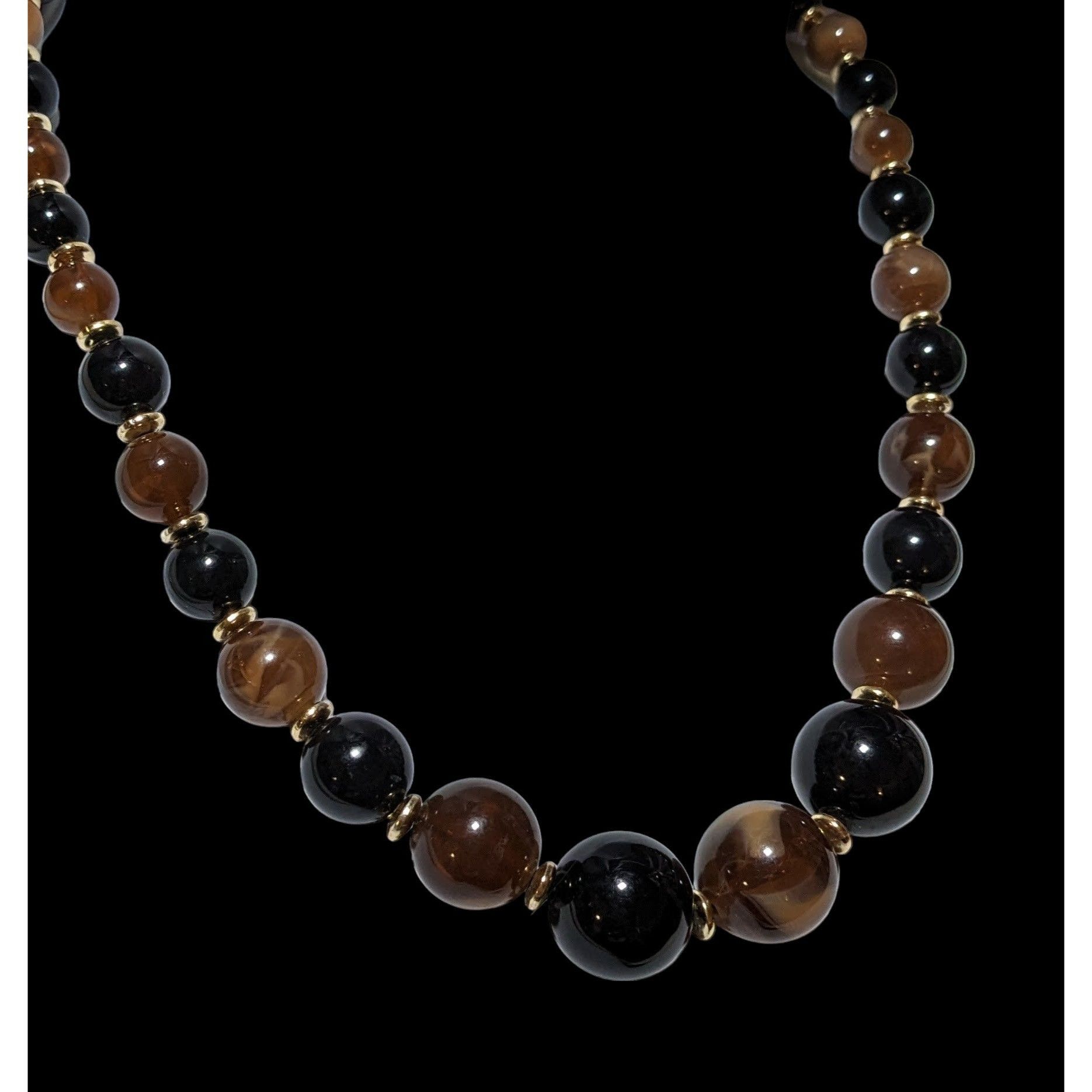 Other Elegant Retro Brown And Black Beaded Necklace Size ONE SIZE - 3 Thumbnail