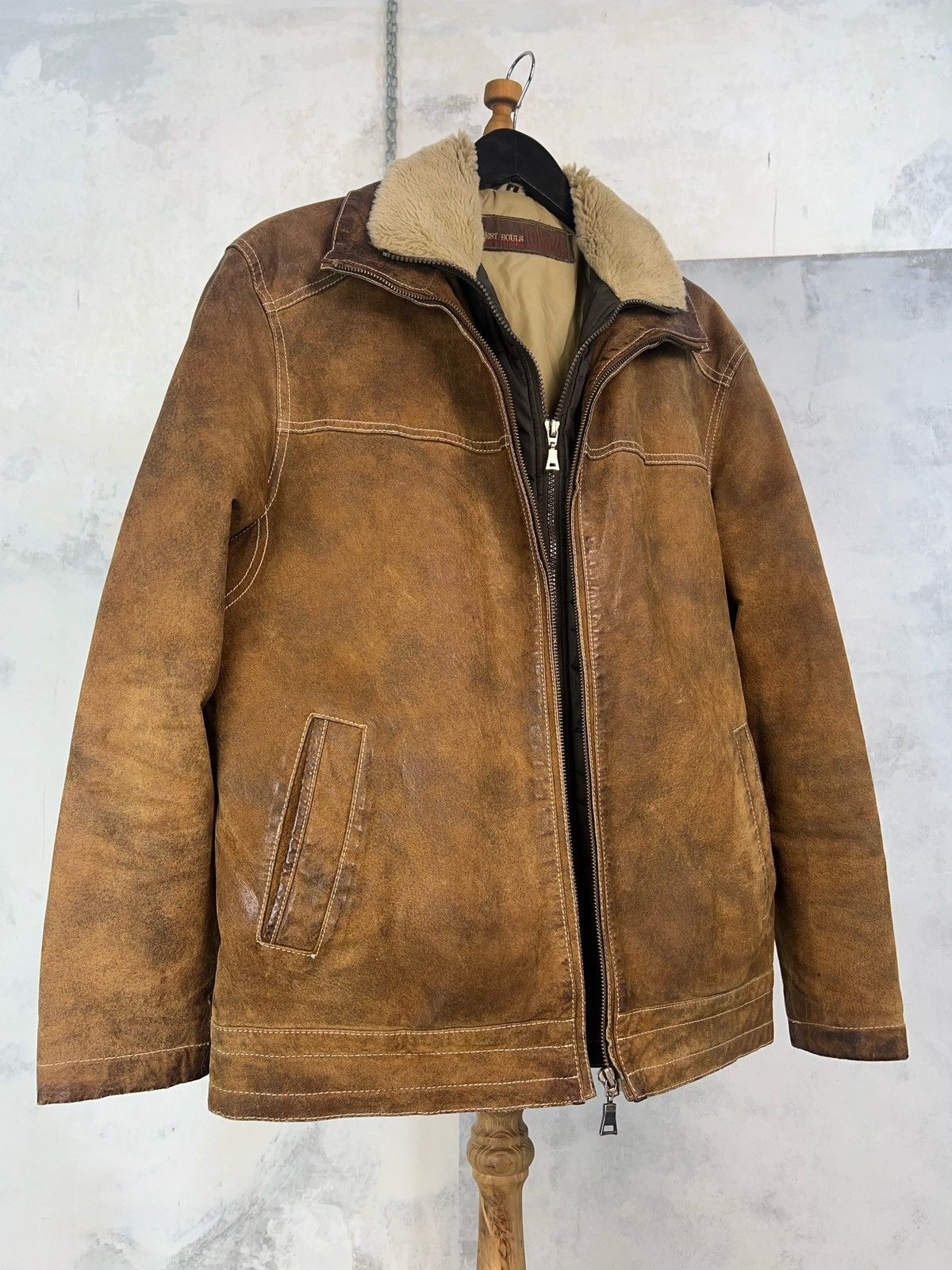 Vintage Angelo Litrico Leather Bomber Jacket Size S - M