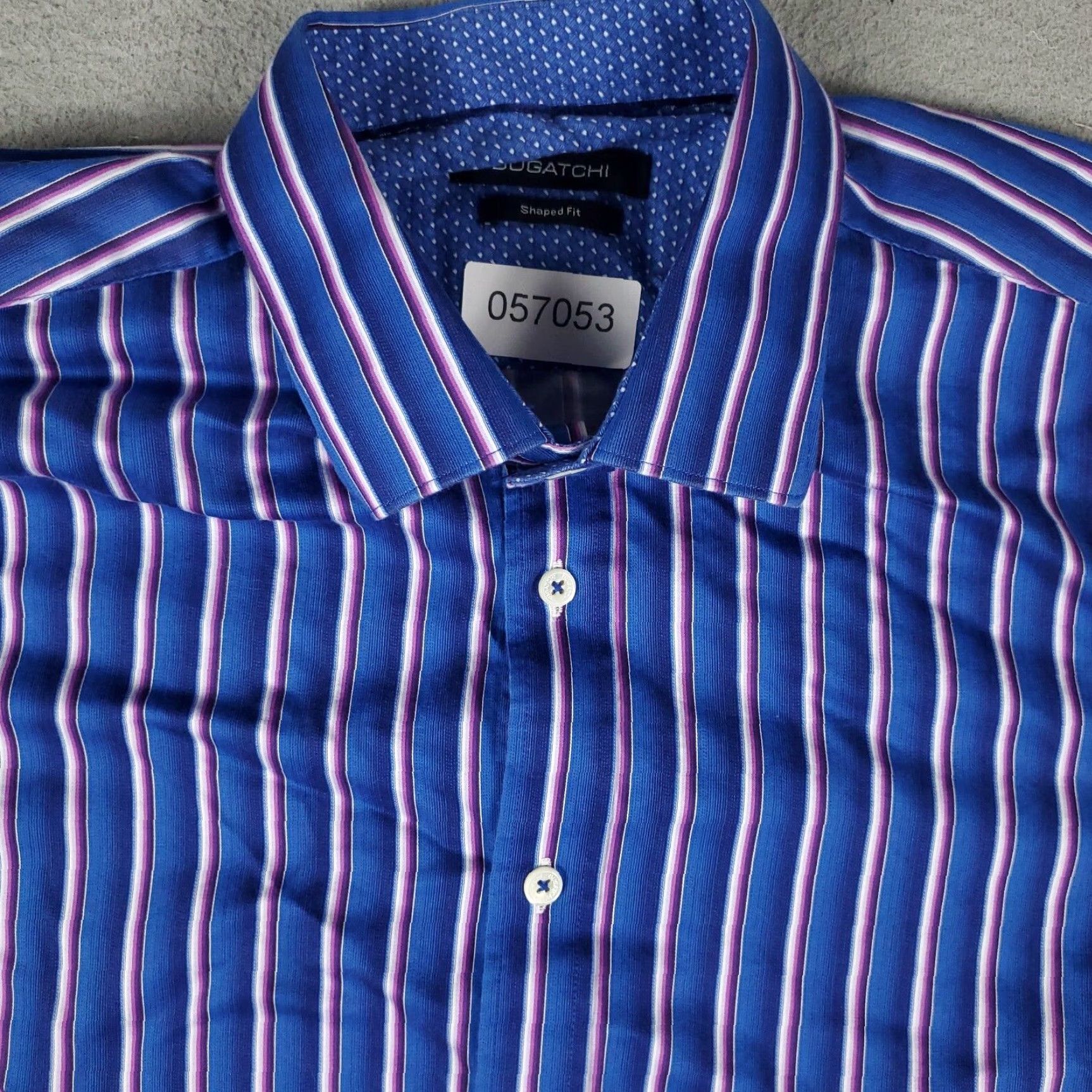 BUGATCHI Bugatchi Shirt Mens Large Blue Striped Shaped Fit Button Up Long Sleeve Size US L / EU 52-54 / 3 - 2 Thumbnail