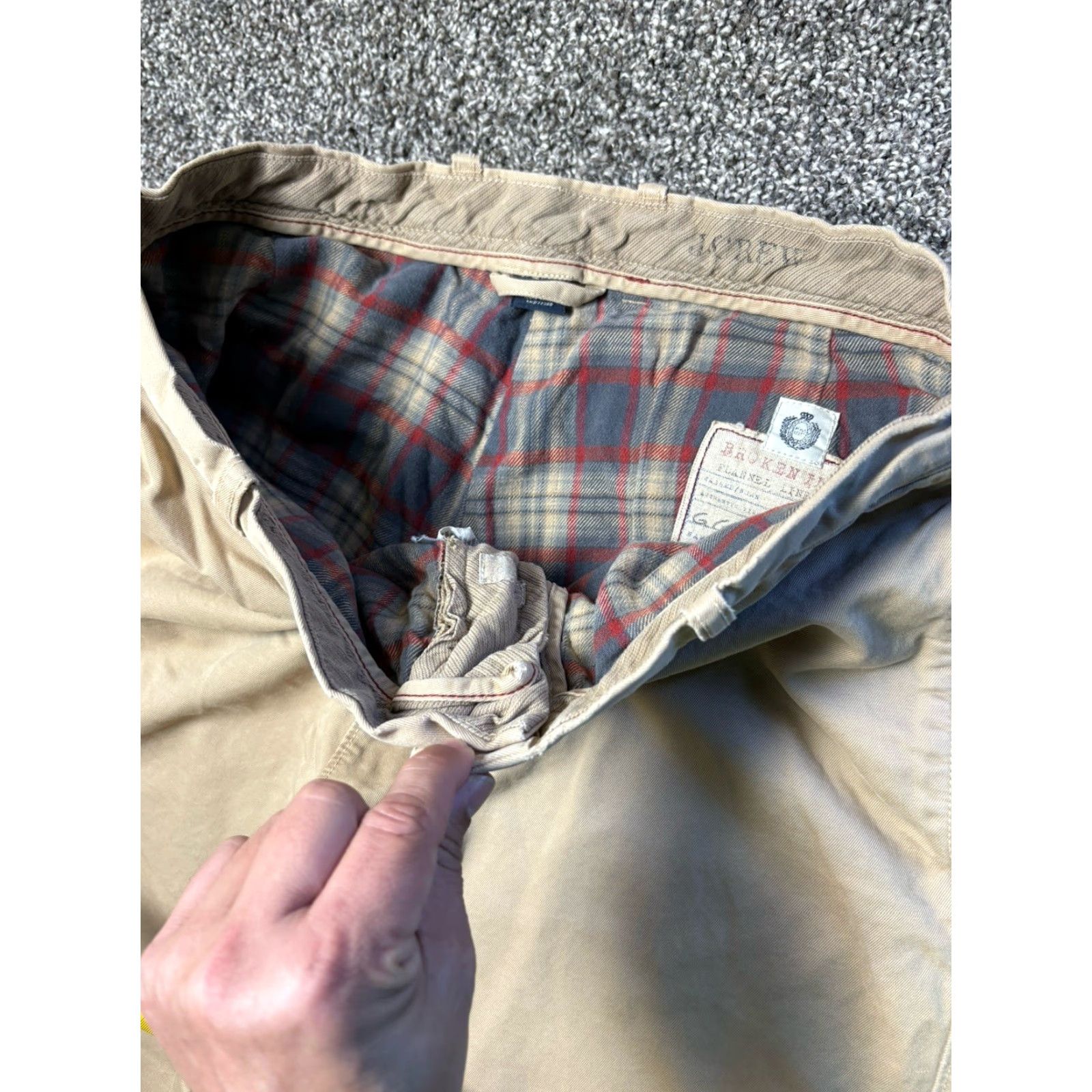 J.Crew VINTAGE J.CREW Flannel Lined Pants Mens 34x30 Khaki Brown Relaxed Heavy Cotton Shirt? Size US 34 / EU 50 - 3 Thumbnail