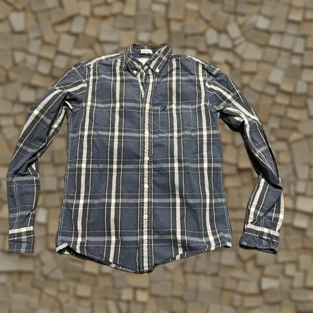 American Eagle Outfitters American Eagle Outfitters Shirt Mens XS Blue Plaid Button-Down Casual Long Sleeve Regular Collar Button-Up Size US XS / EU 42 / 0 - 1 Thumbnail