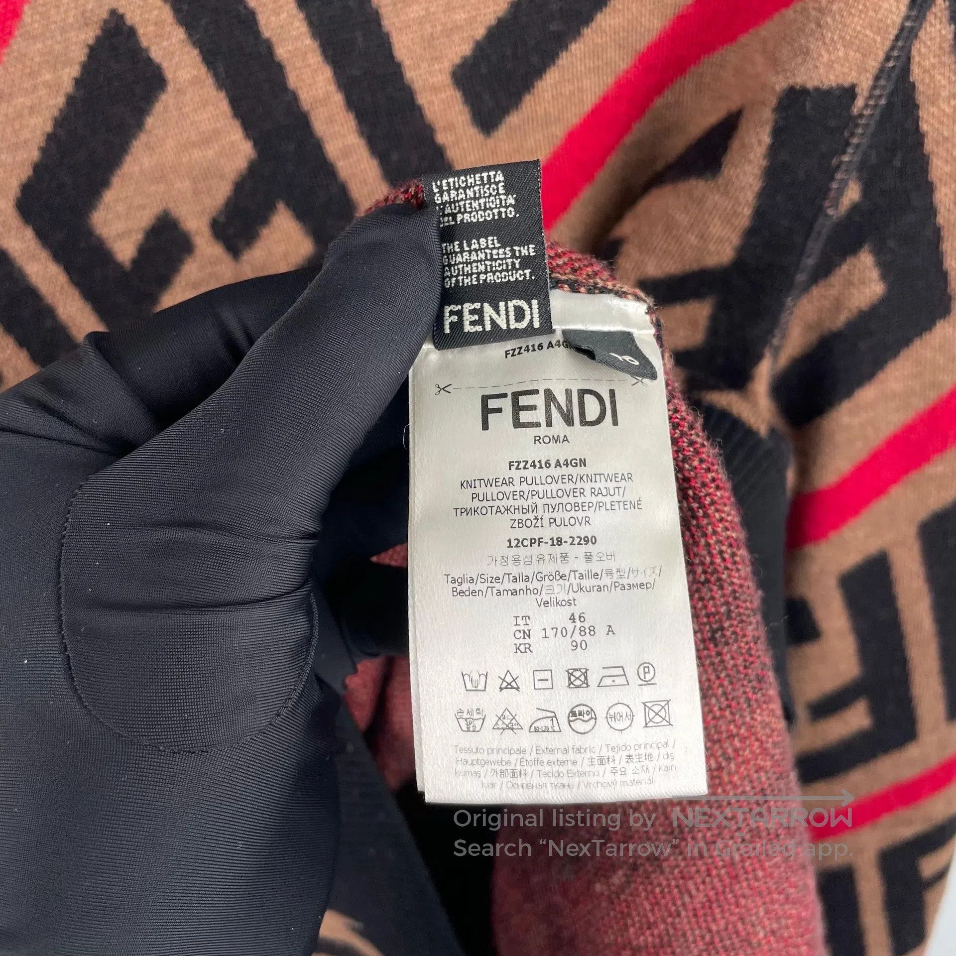 Fendi FENDI Black logo cotton hoodie size 46 with color block| Size US S / EU 44-46 / 1 - 8 Thumbnail