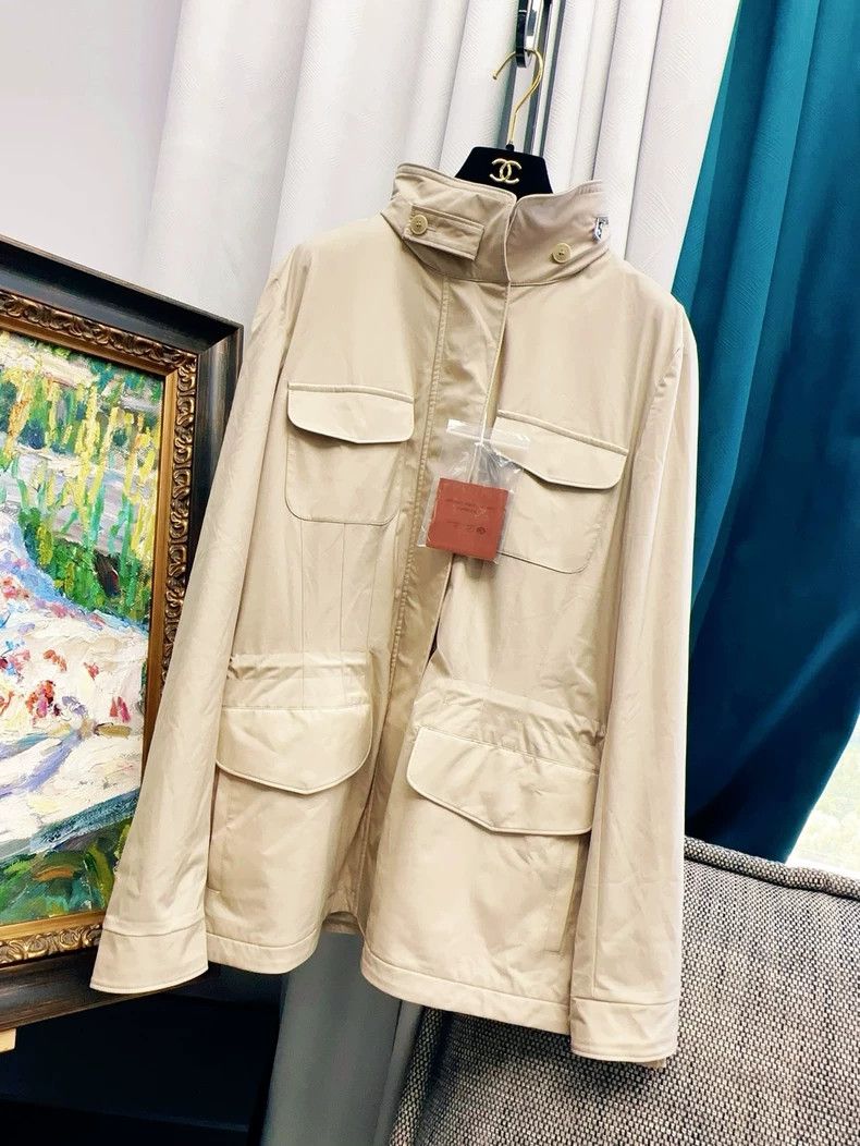 Loro Piana LORO PIANA Classic khaki traveler four pocket jacket for w Size L / US 10 / IT 46 - 1 Thumbnail