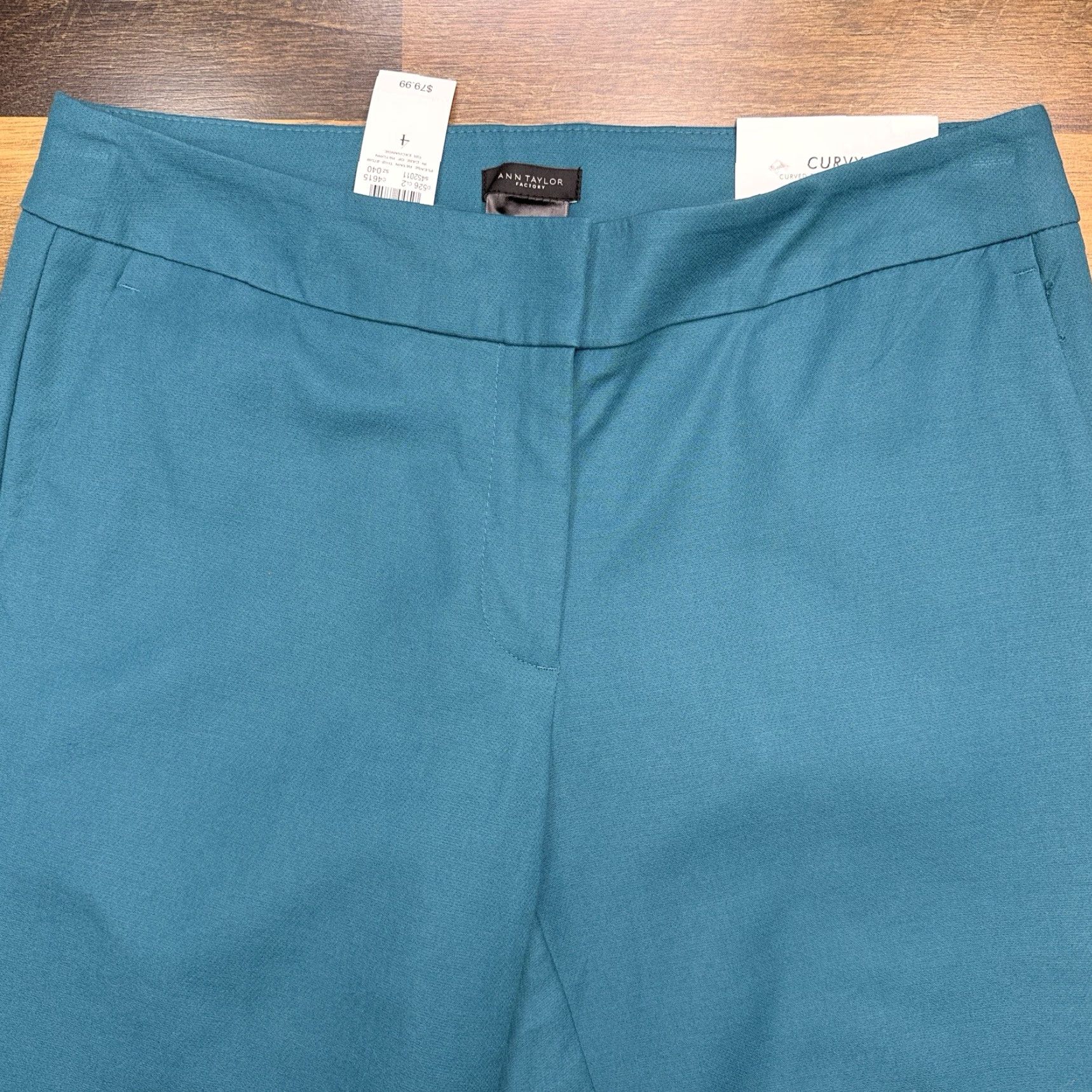 Ann Taylor Ann Taylor Ankle Pants Womens 4 Teal Blue Mid Rise Stretch Knit Straight Leg Workwear Formal 27 Inseam Evening City 8 Size 27" / US 4 / IT 40 - 3 Thumbnail