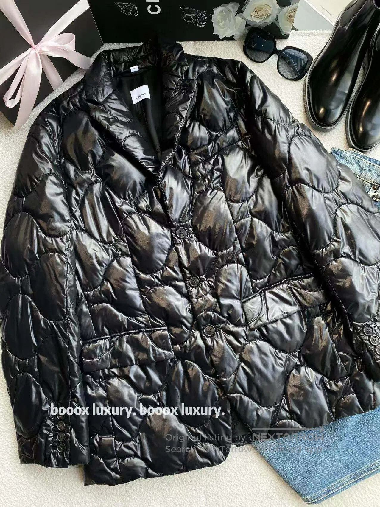 Burberry Burberry Black glossy down jacket| Size S / US 4 / IT 40 - 1 Thumbnail