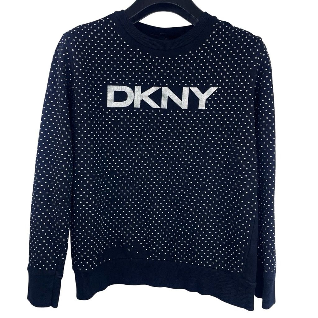 DKNY DKNY Women’s Metallic Studded Sweatshirt w Silver Logo XXS Size XXS / US 00 / IT 34 - 1 Thumbnail
