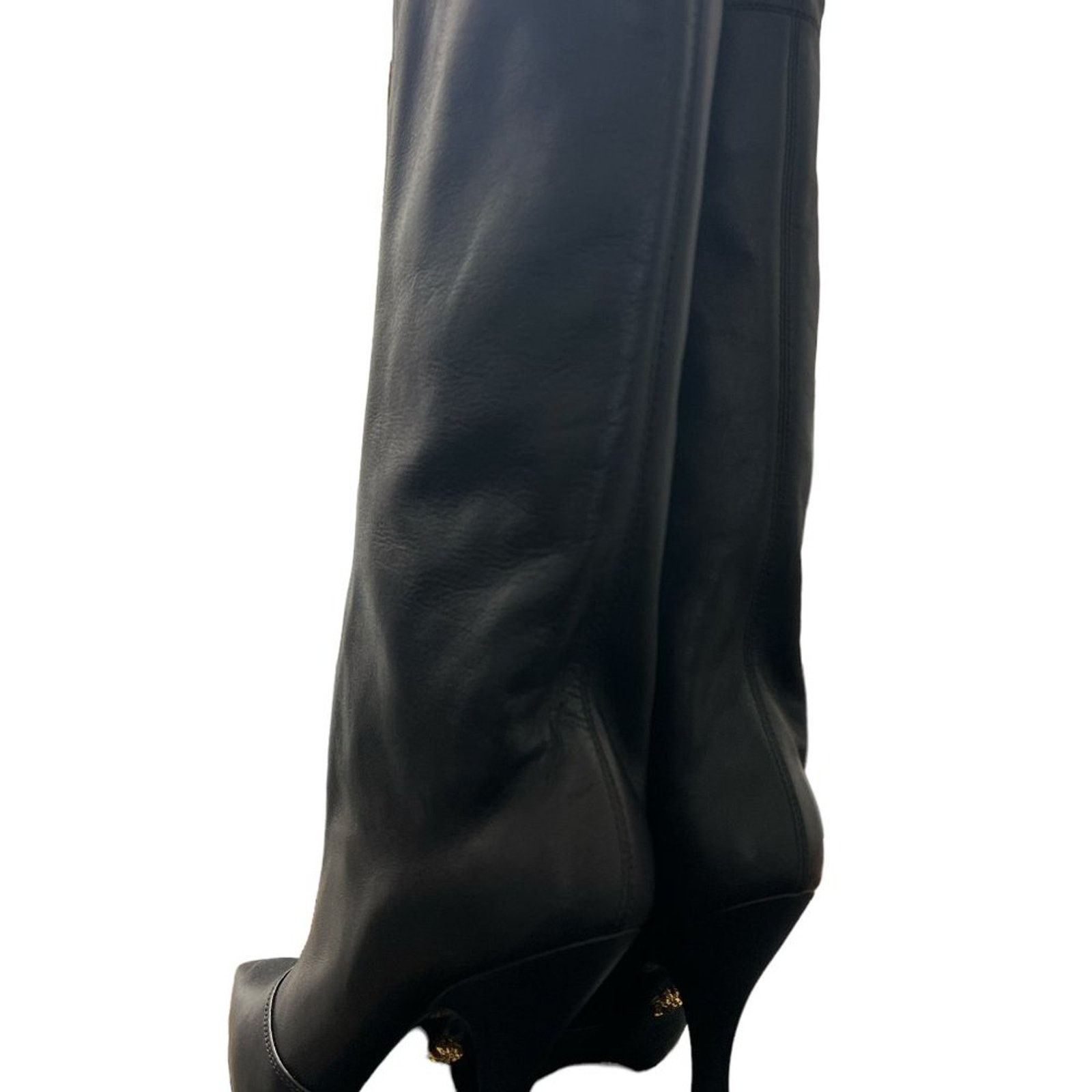 Versace Versace Black Slouchy Runway Zippered Boots With Tie Closure Size US 6 / IT 36 - 5 Thumbnail