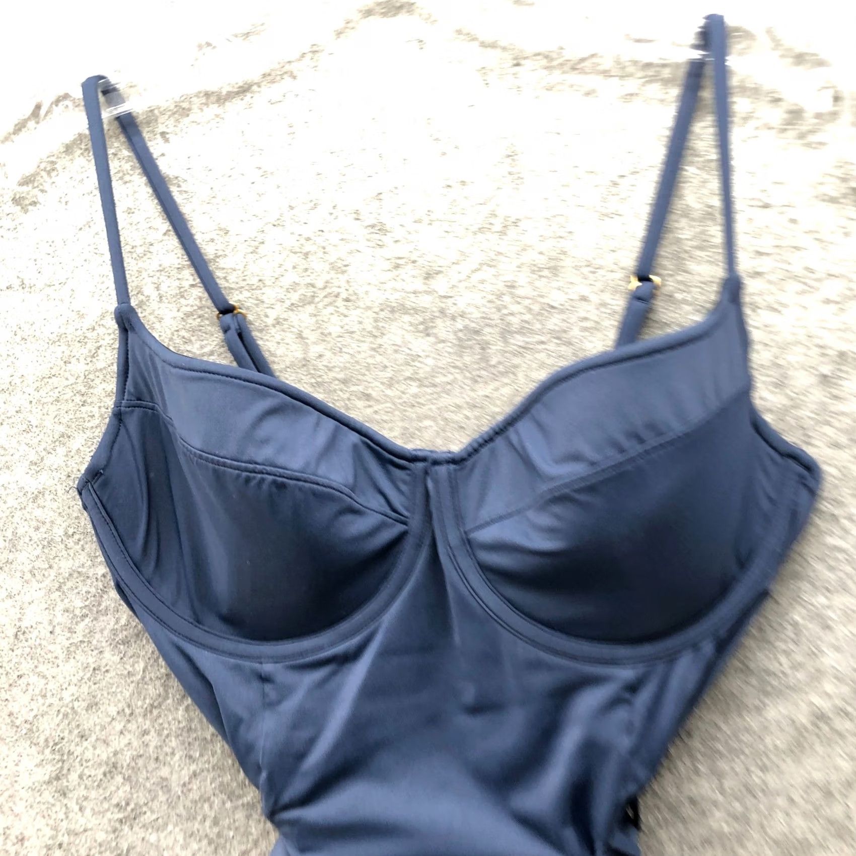 Vintage WeWoreWhat Danielle One Piece Swimsuit Womens L Belted Underwire Padded Navy Size ONE SIZE - 3 Thumbnail