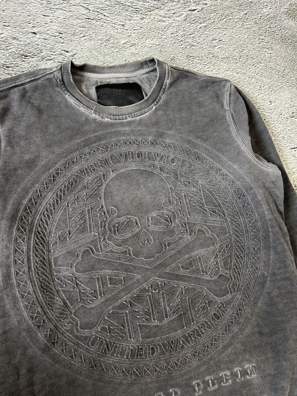 Designer Philipp Plein Skull sweatshirt grey crewneck Size US L / EU 52-54 / 3 - 3 Thumbnail