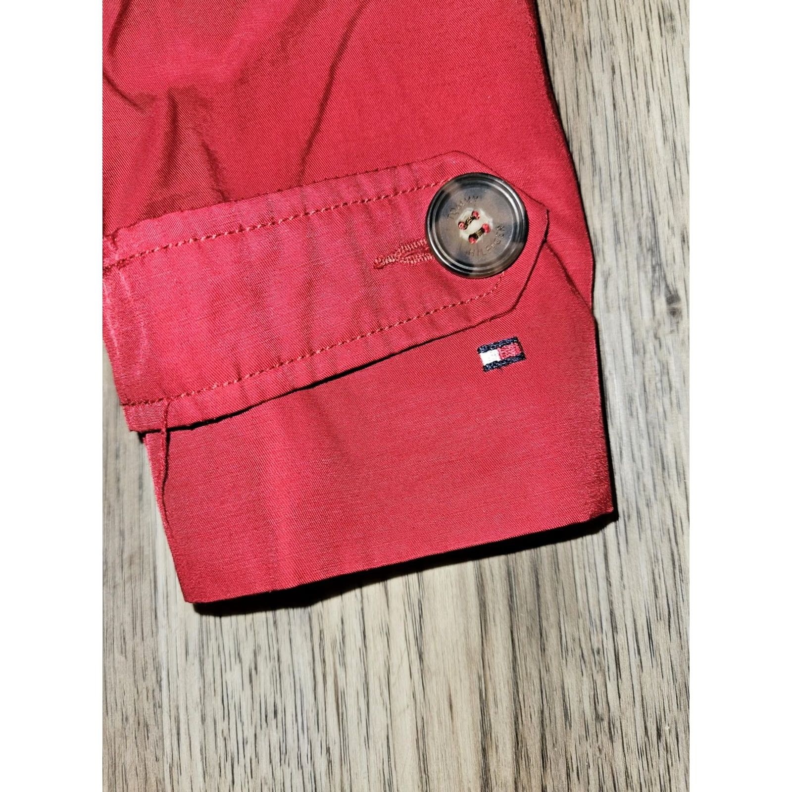 Tommy Hilfiger Tommy Hilfiger Coat Womens M Red Hooded Belted Trench Lined Twill Classic Button Buckle Pockets Mid-Length Apparel Womens Size M / US 6-8 / IT 42-44 - 6 Thumbnail