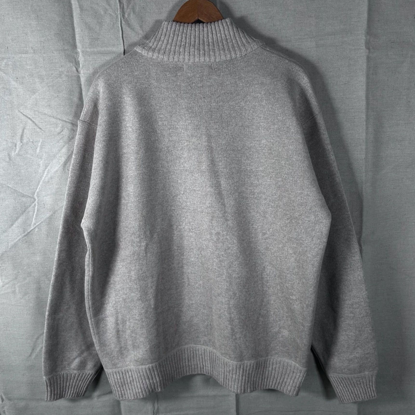 Vintage Yeokou Mens XXL Sweater Full Zip Mock Neck Fleece Lined Oatmeal Tan Cashmere Wool Blend Pocketed Heavyweight Winter Fall Spring Size US XXL / EU 58 / 5 - 8 Thumbnail