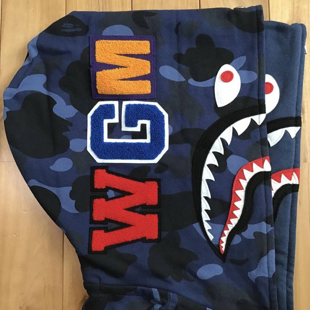 Bape BAPE Double Shark Full Zip Hoodie Blue camo a bathing ape Size US M / EU 48-50 / 2 - 4 Thumbnail