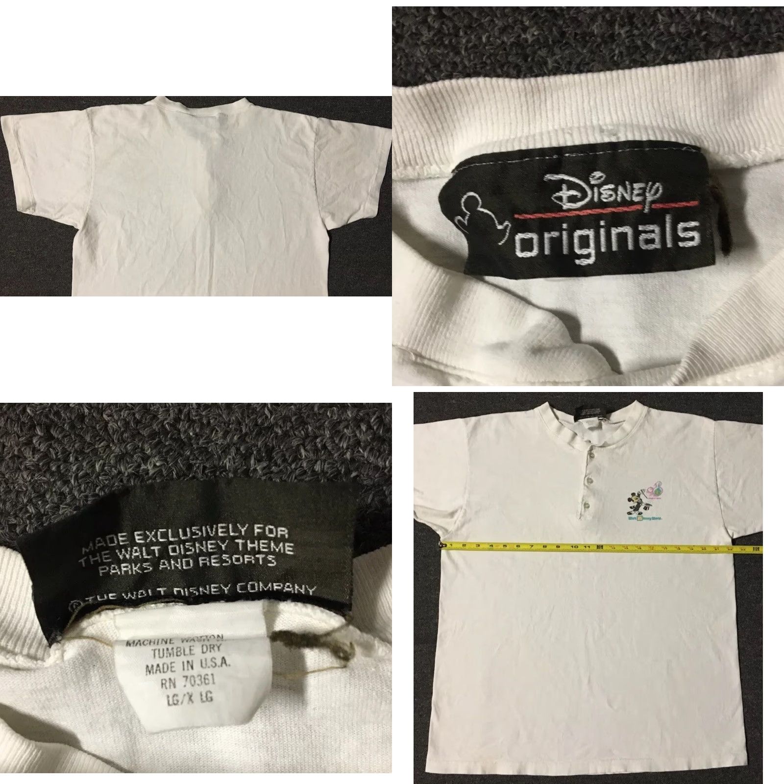 Disney VINTAGE 90s Mickey Mouse Walt Disney World Faded Henley Shirt L USA Cartoon TV Grunge 80s Size US L / EU 52-54 / 3 - 9 Thumbnail