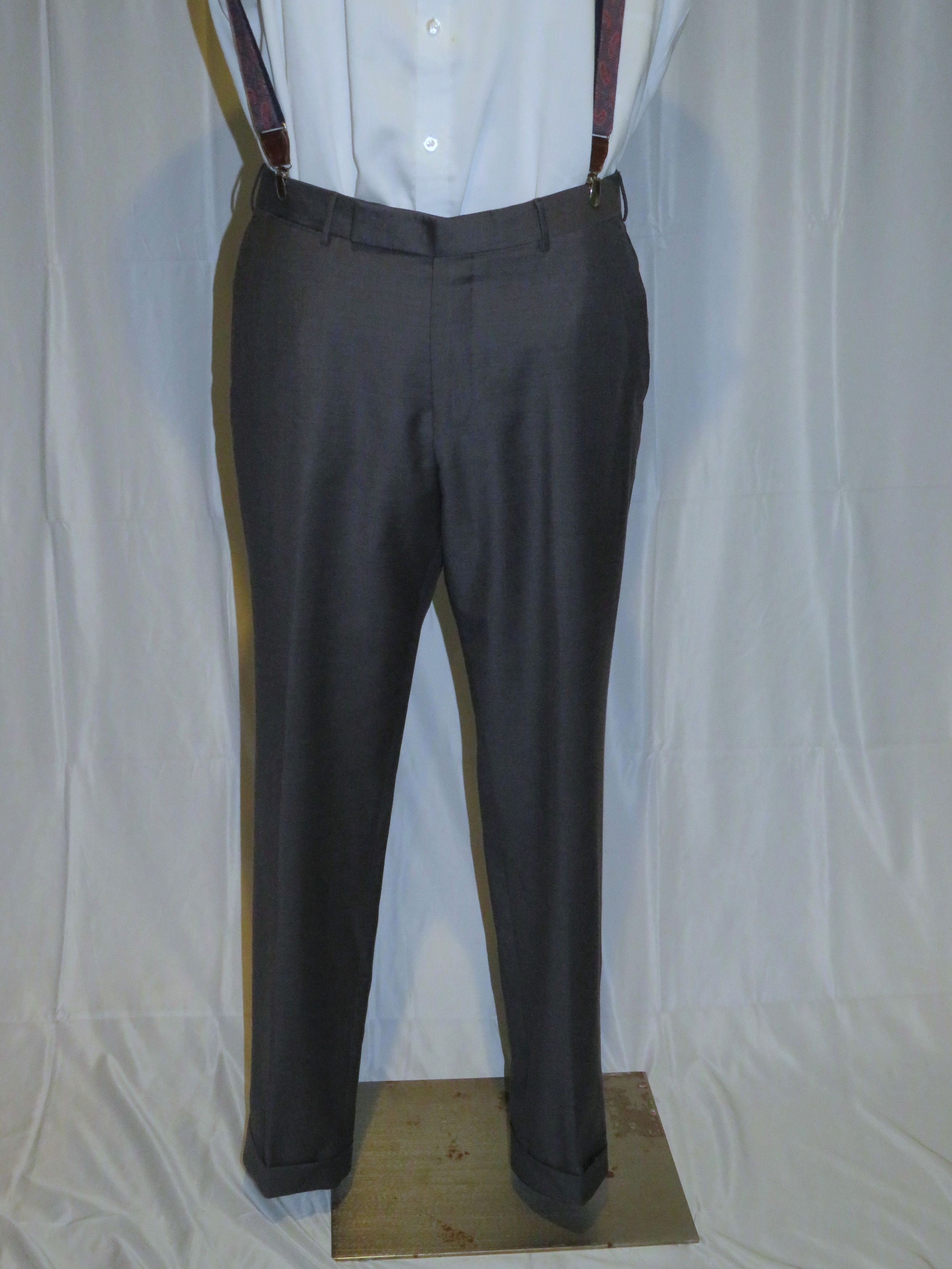 Trofeo Solid Gray Recent Flat Front Dress Pants 35.75