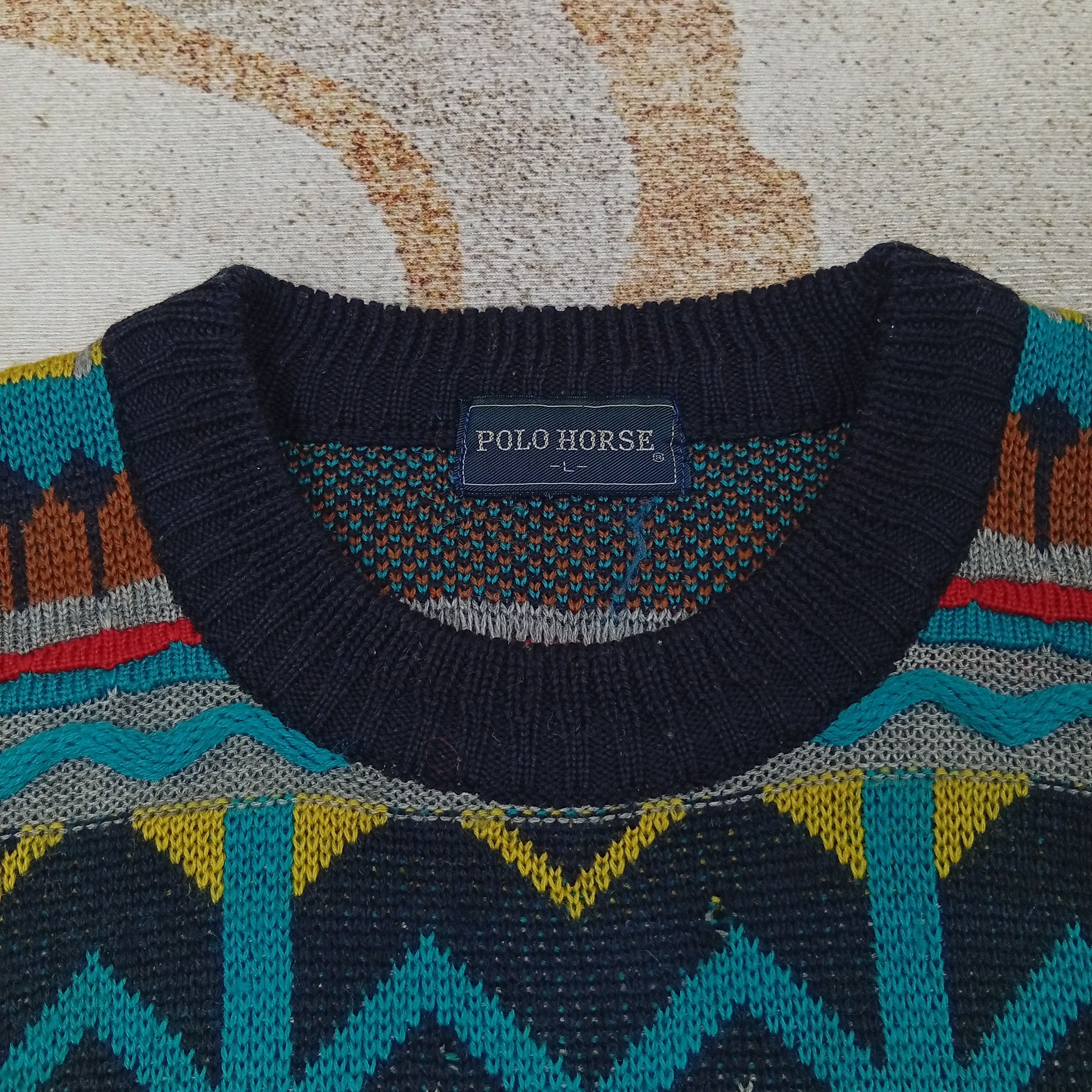 Vintage Polo Horse Knitwear Sweatshirt c220n20 Size US M / EU 48-50 / 2 - 2 Thumbnail