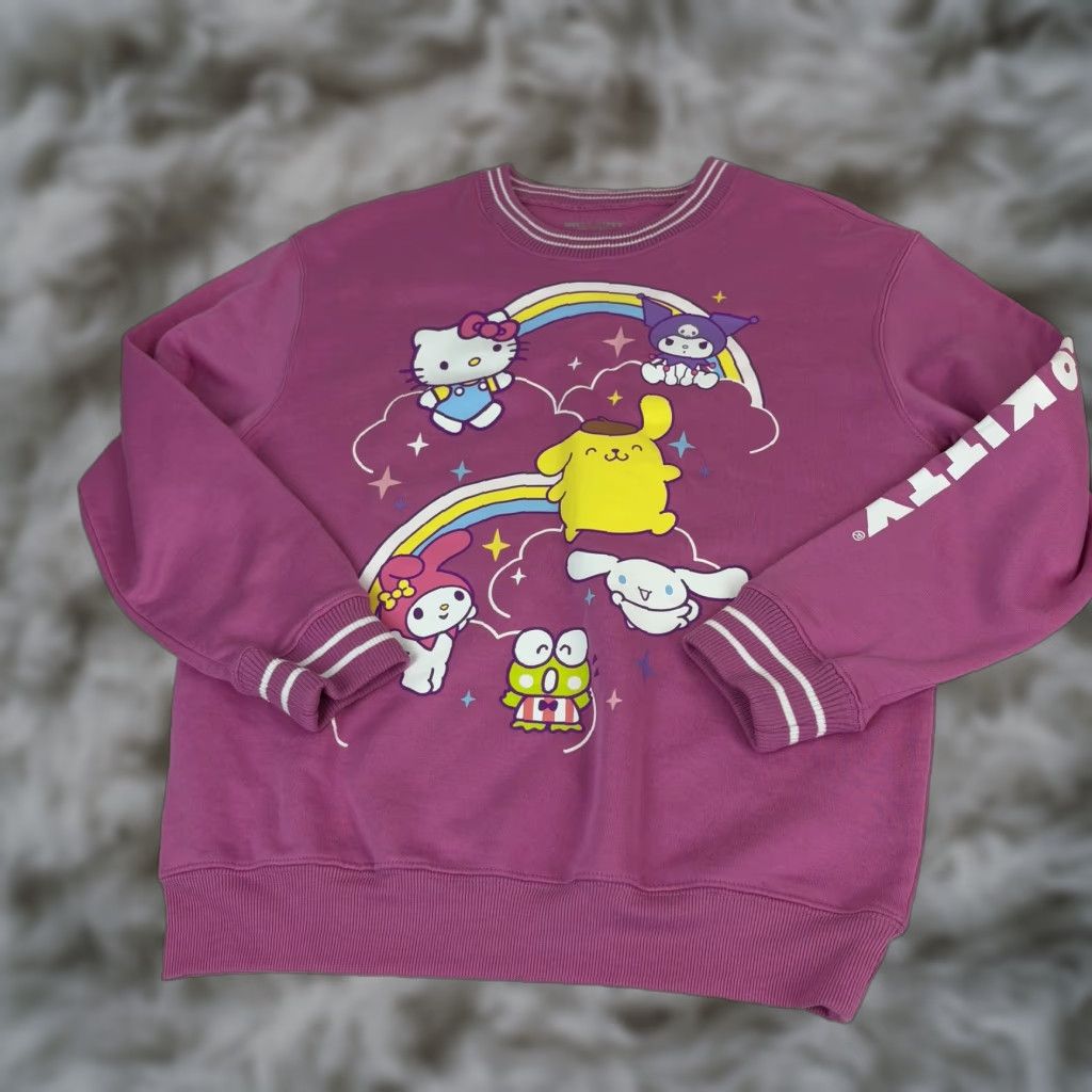 Vintage Sanrio Sweatshirt Hello Kitty And Friends Womens Medium Pink Rainbow Graphic Size M / US 6-8 / IT 42-44 - 1 Thumbnail