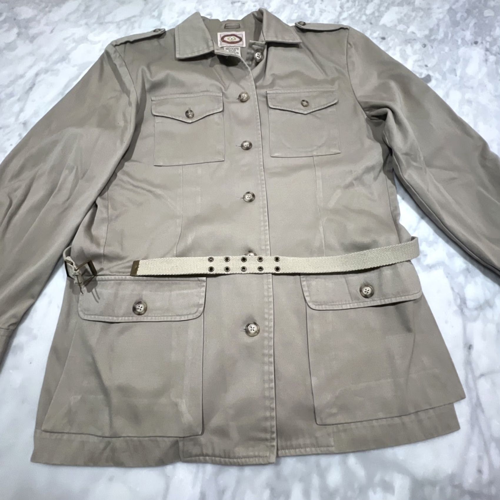 Banana Republic VINTAGE Banana Republic Shirt Jacket Women M Cream Cotton 1980s Safari Shacket Size M / US 6-8 / IT 42-44 - 3 Thumbnail