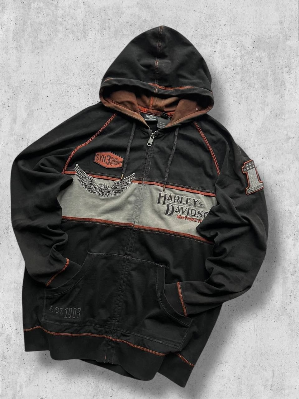 Harley Davidson HARLEY DAVIDSON Vintage hoodie hooded USA 🇺🇸 Size US L / EU 52-54 / 3 - 2 Thumbnail