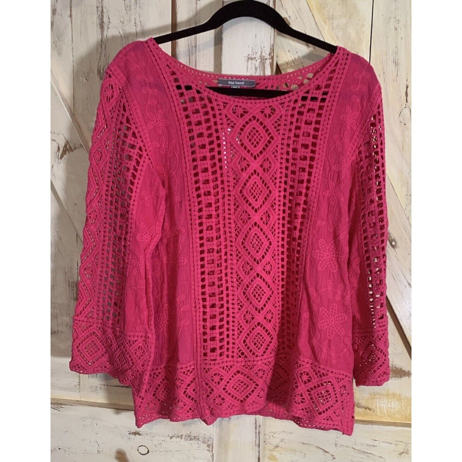 Anthropologie Anthropologie Blue Tassel Fuschia Blouse Size S Size S / US 4 / IT 40 - 1 Thumbnail