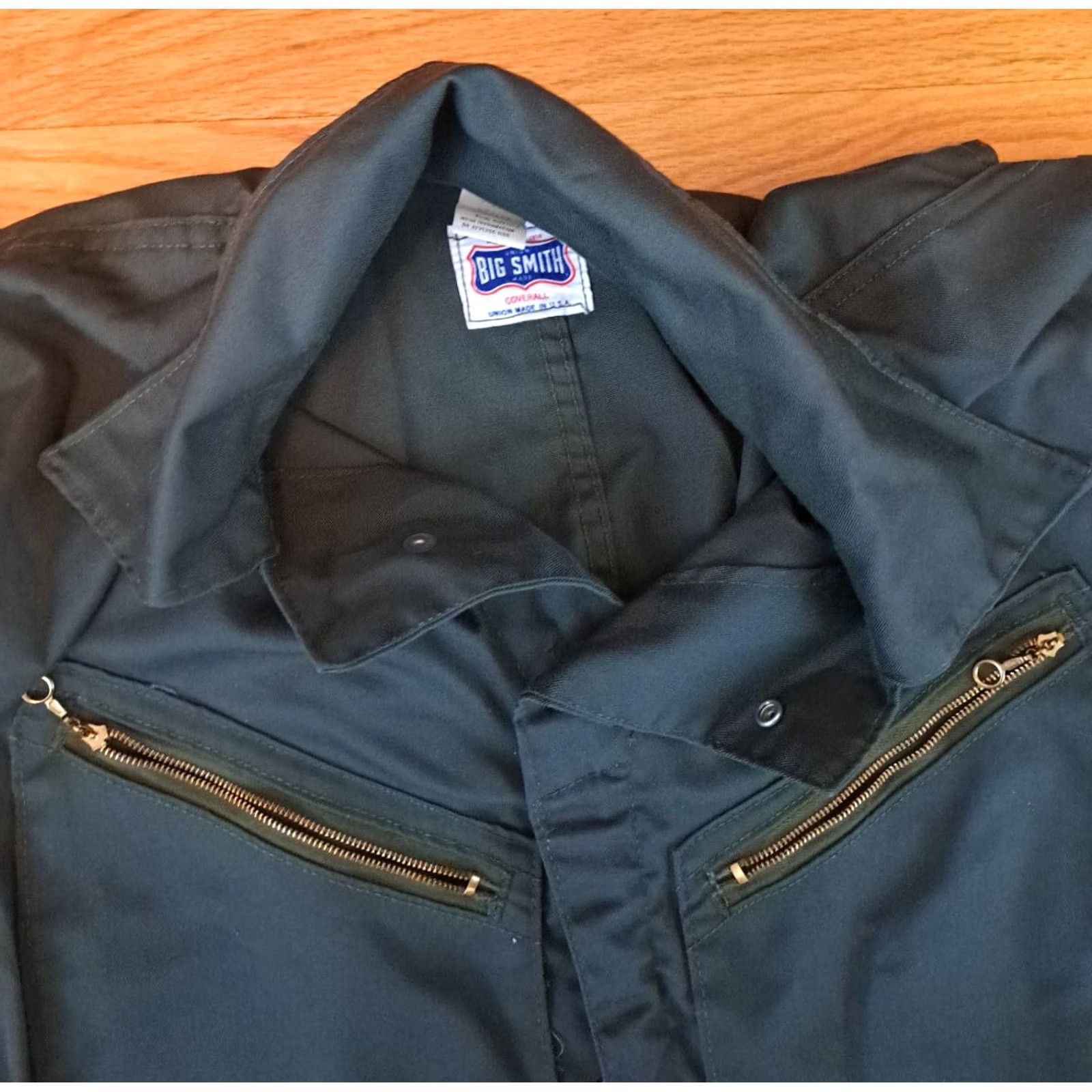Vintage Big Smith USA made Canvas Coveralls Green Medium Pockets Ring Zipper Shop EUC Size ONE SIZE - 4 Thumbnail