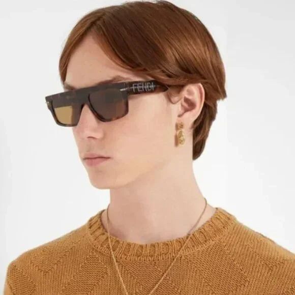 Fendi NEW FENDI FE40091U 69A BORDEAUX GREY SQUARE MEN SUNGLASSES Size ONE SIZE - 7 Thumbnail