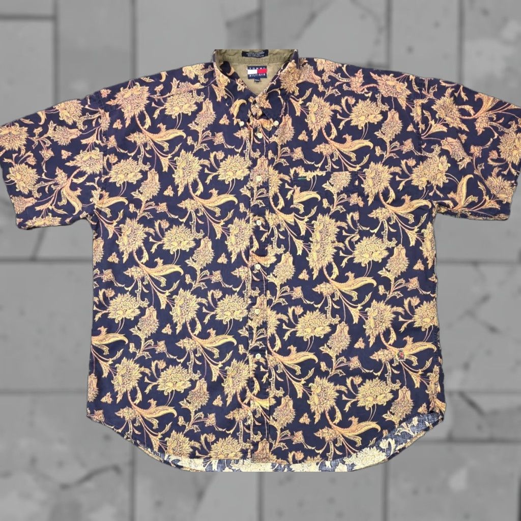 Tommy Hilfiger VINTAGE Tommy Hilfiger Paisley Button-Up Shirt Men’s XL Short Sleeve Linen Blend Size US XL / EU 56 / 4 - 1 Thumbnail