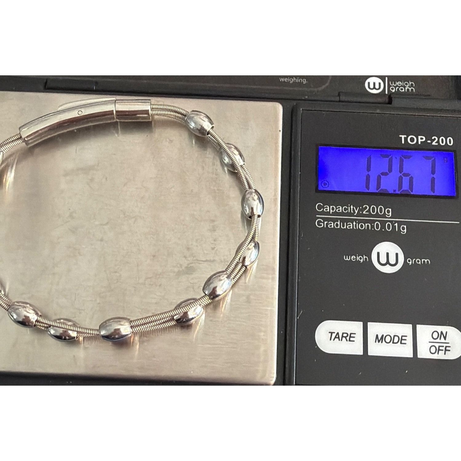 Other Vtg Stainless Steel Bangle Bracelet Fixed Beads Braided Snak Size ONE SIZE - 7 Thumbnail