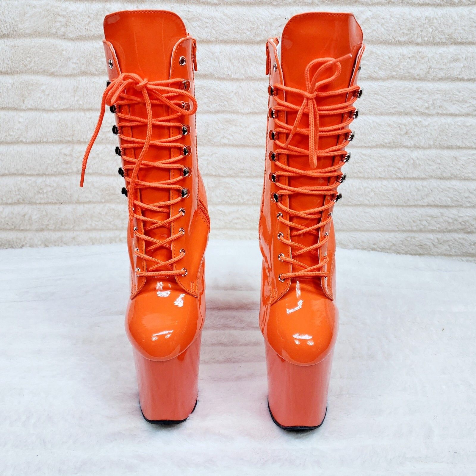Other Flamingo 1020 Orange Patent 8" Heel Platform Ankle Boots US Size US 9 / IT 39 - 4 Thumbnail