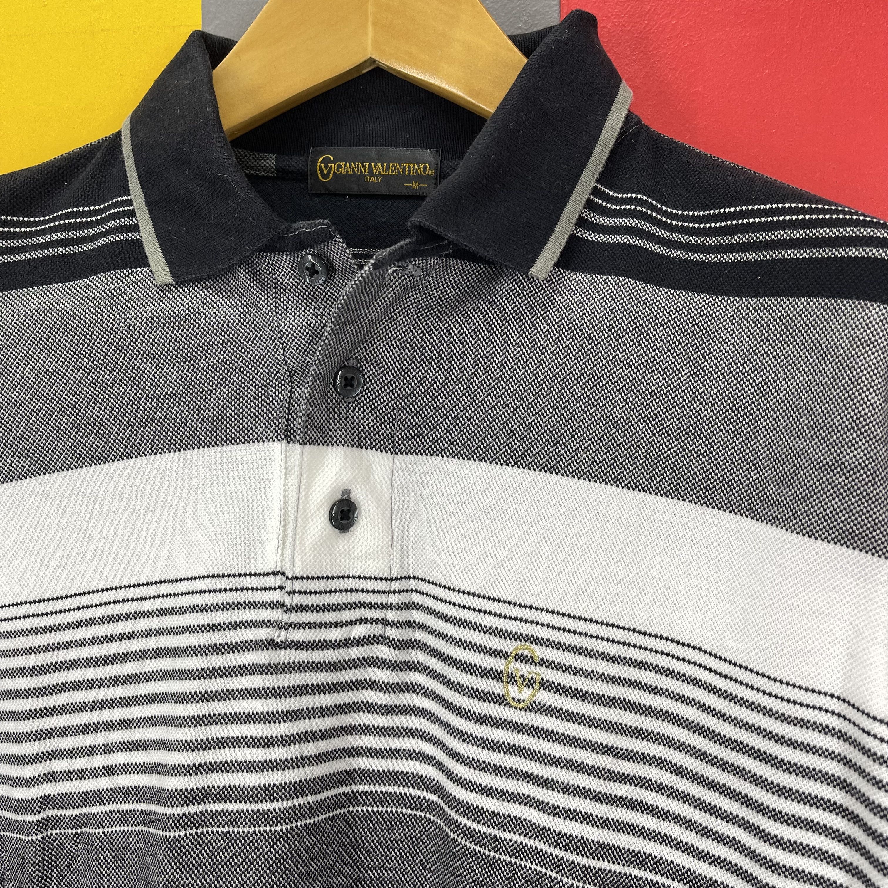 Gianni Valentino GIANNI VALENTINO Stripe Polo T Shirt #1092/AM Size US L / EU 52-54 / 3 - 3 Thumbnail