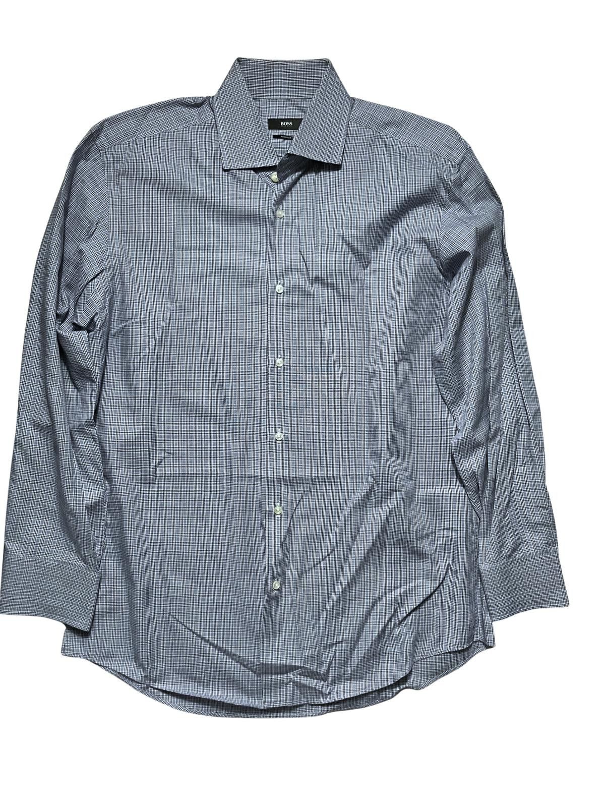 Hugo Boss Hugo Boss Regular Fit Plaid Shirt Blue Cotton 16.5 Size 38R - 2 Thumbnail