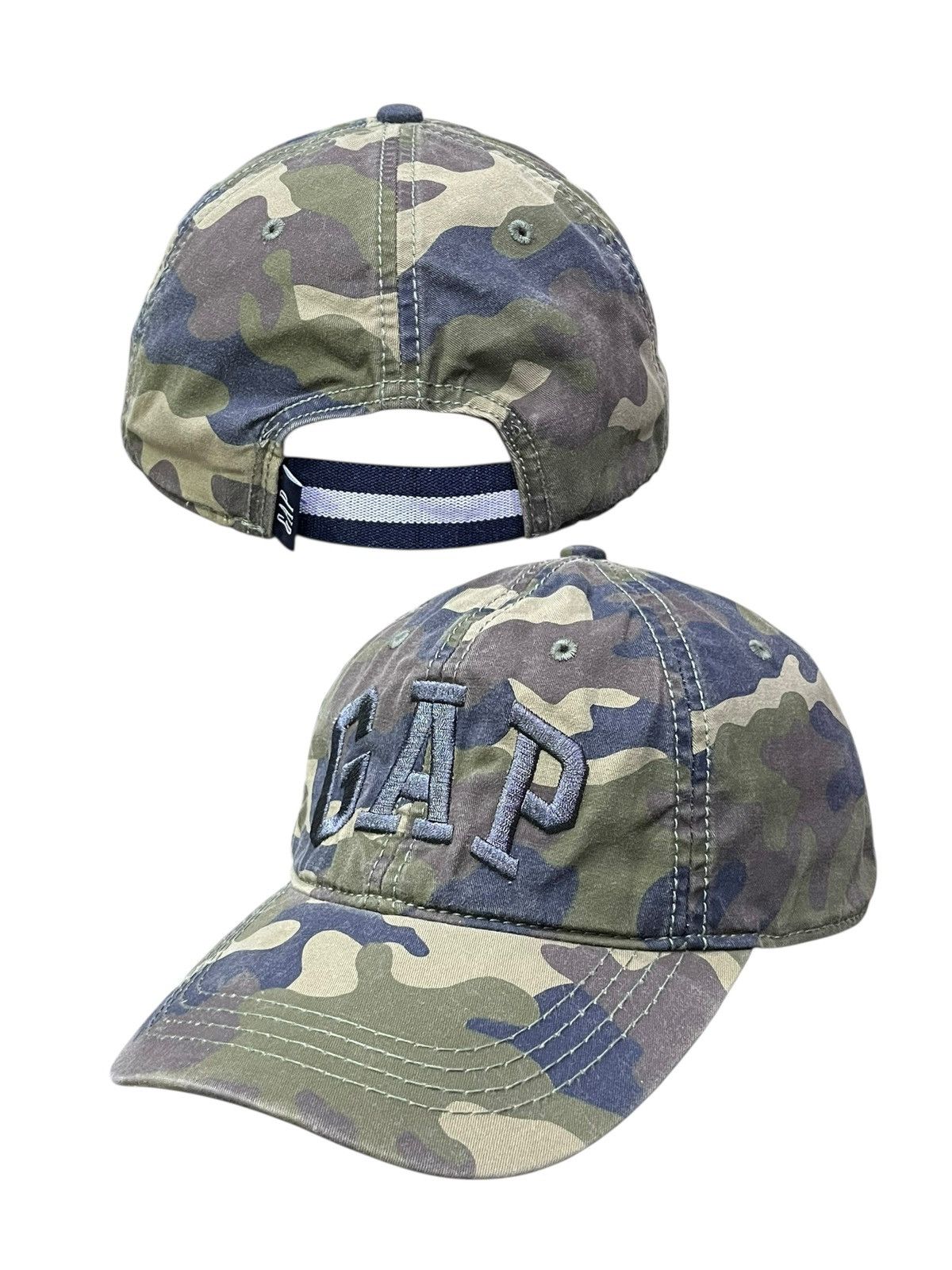 Gap Vintage Y2K GAP Camo Cap 3D Embroidery Elastic Strapback Size ONE SIZE - 8 Thumbnail