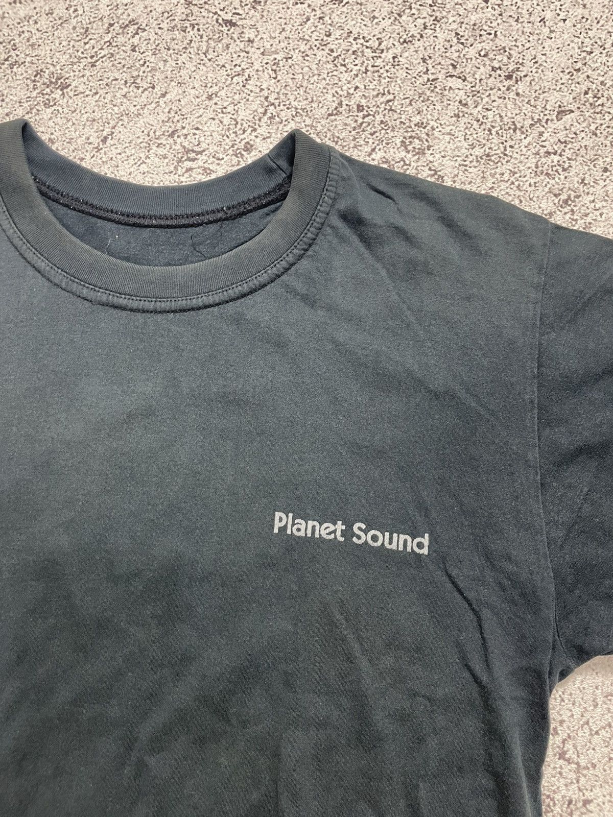 VINTAGE PLANET SOUND FADED BLACK THRASHED TSHIRT