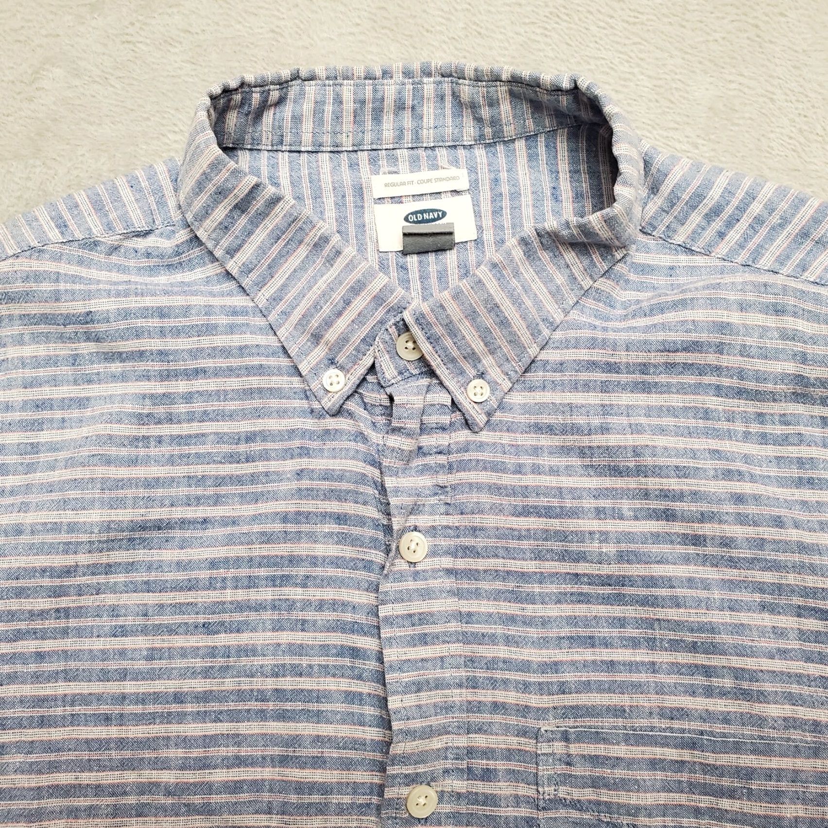 Old Navy Old Navy Linen Shirt Mens XL Blue Striped Linen Blend Summer Comfort Shirt Size US XL / EU 56 / 4 - 2 Thumbnail