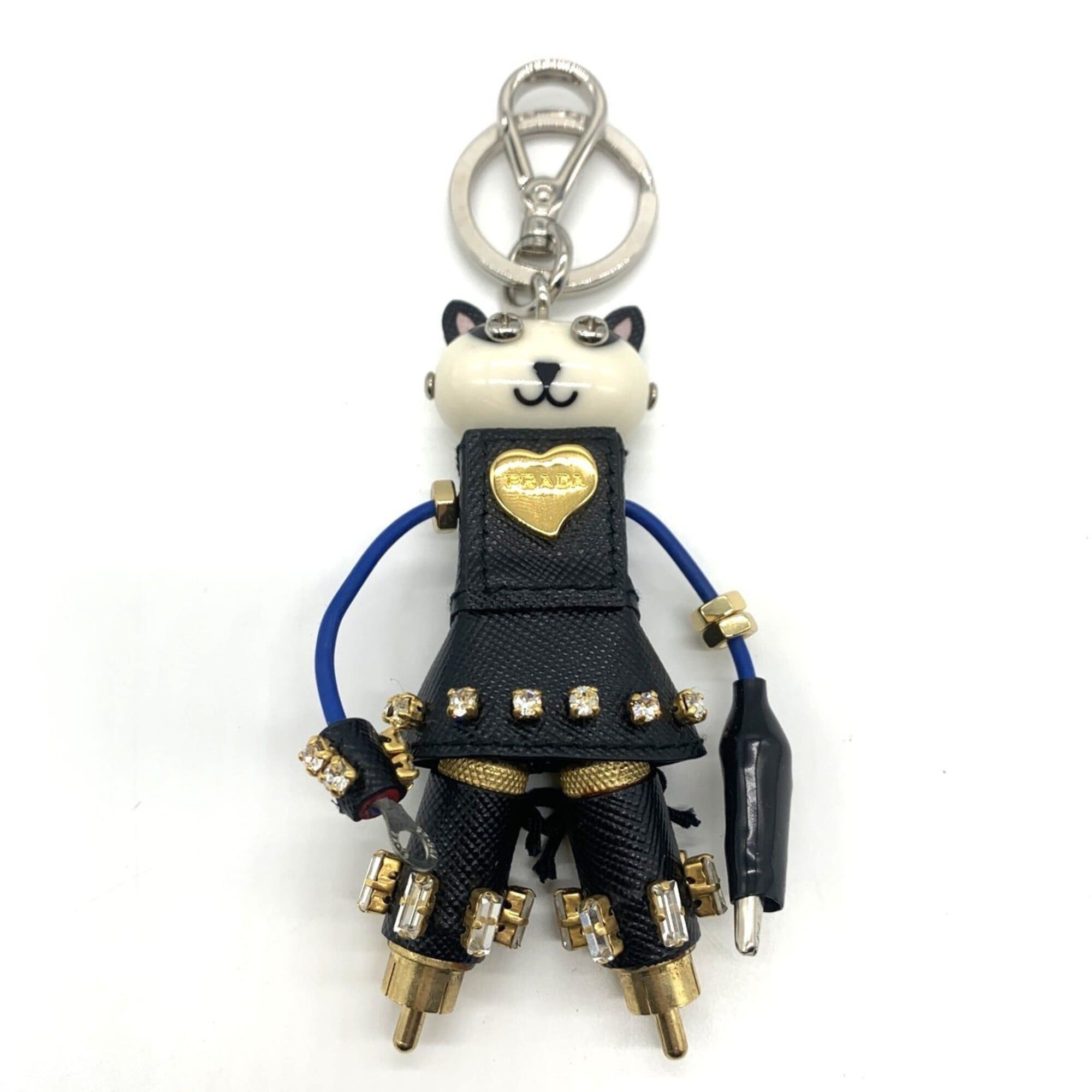Prada Prada Robot Cat Charm Keychain White x Black Triangle 1TR018 PRADA Size ONE SIZE - 1 Thumbnail