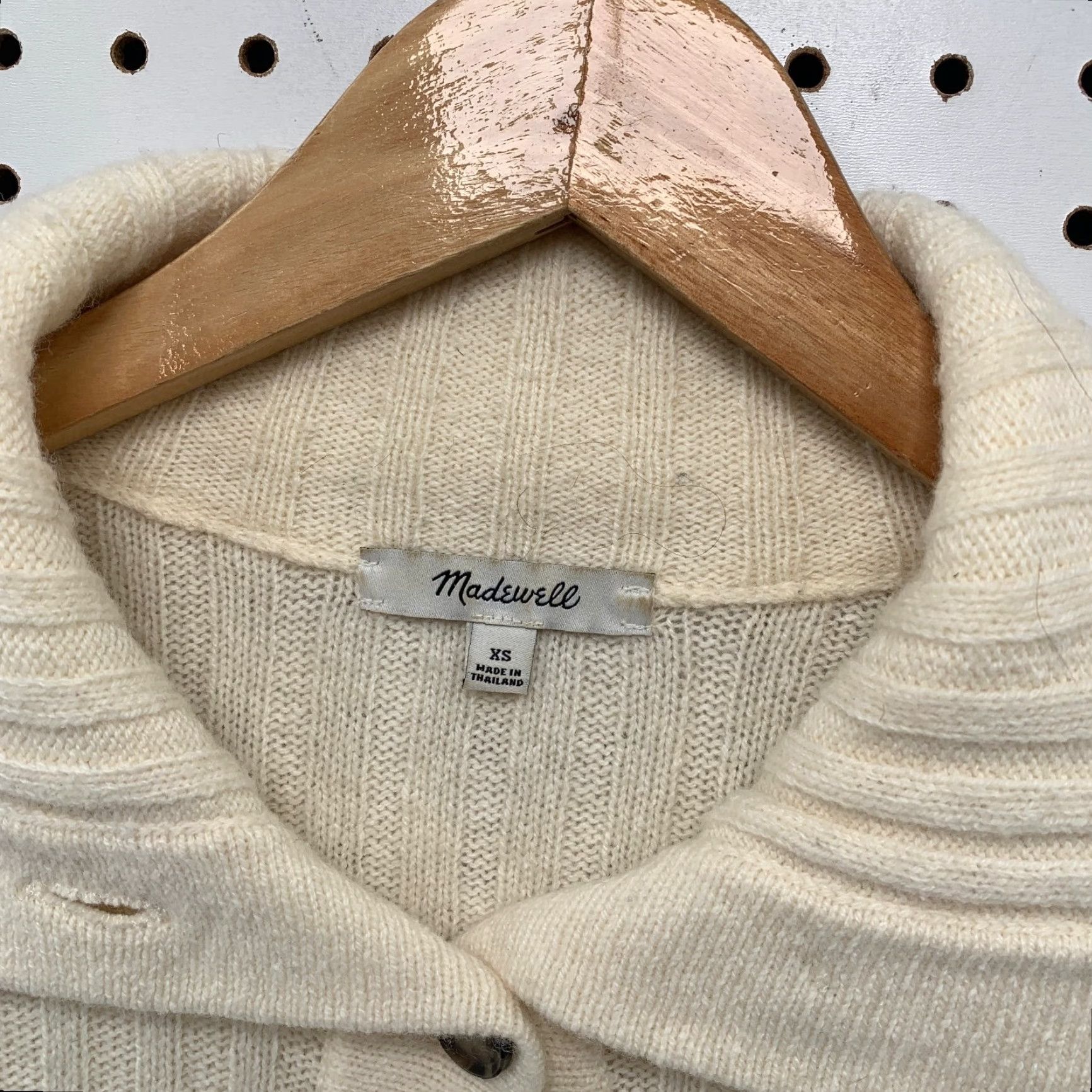 Madewell Madewell Wool Cardigan Sweater Womens XS Beige Wide Rib Knit Collared Size XS / US 0-2 / IT 36-38 - 3 Thumbnail
