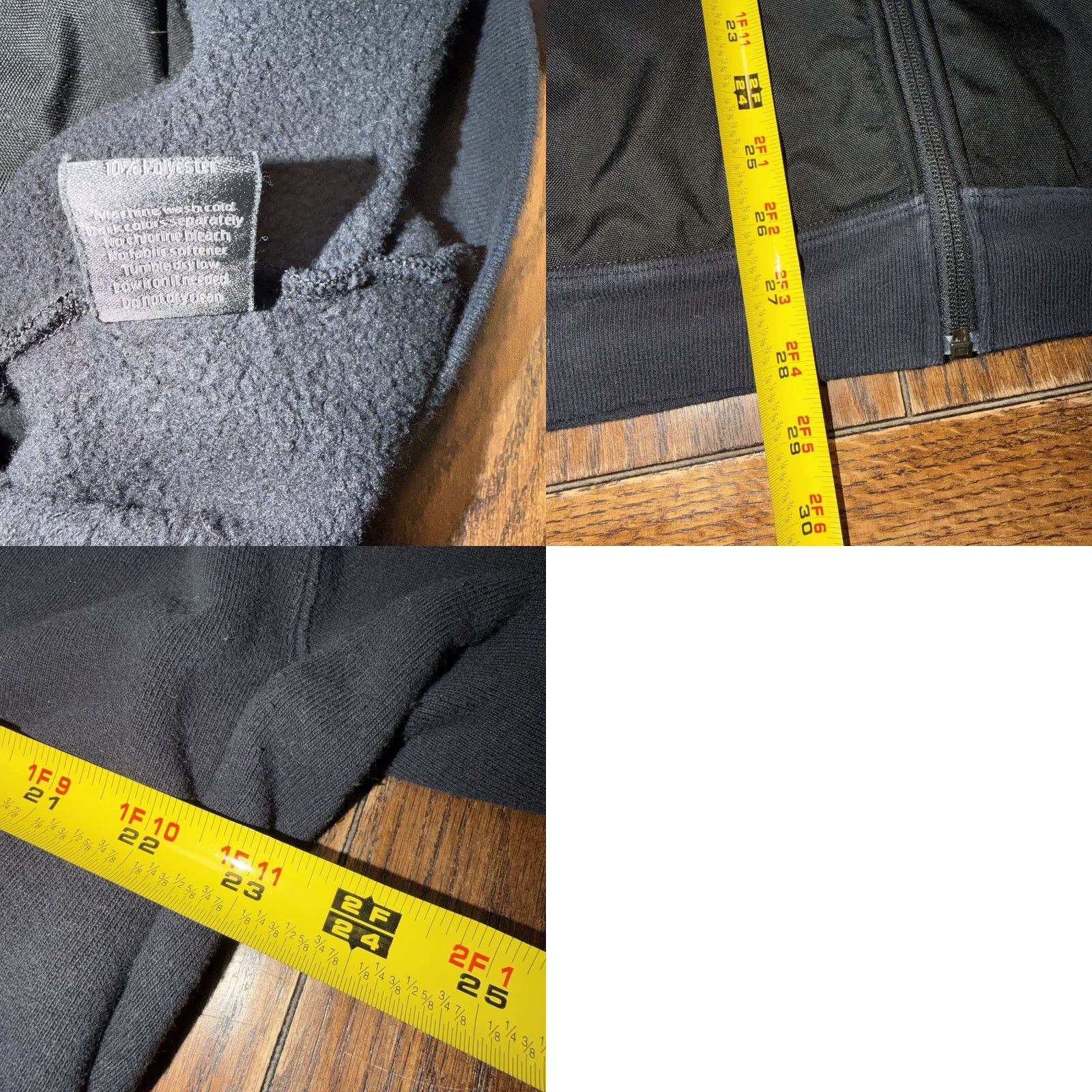 Vintage 1620 Hoodie Mens Large Black Full Zip Cordura Panels Made in USA Workwear Size US L / EU 52-54 / 3 - 9 Thumbnail