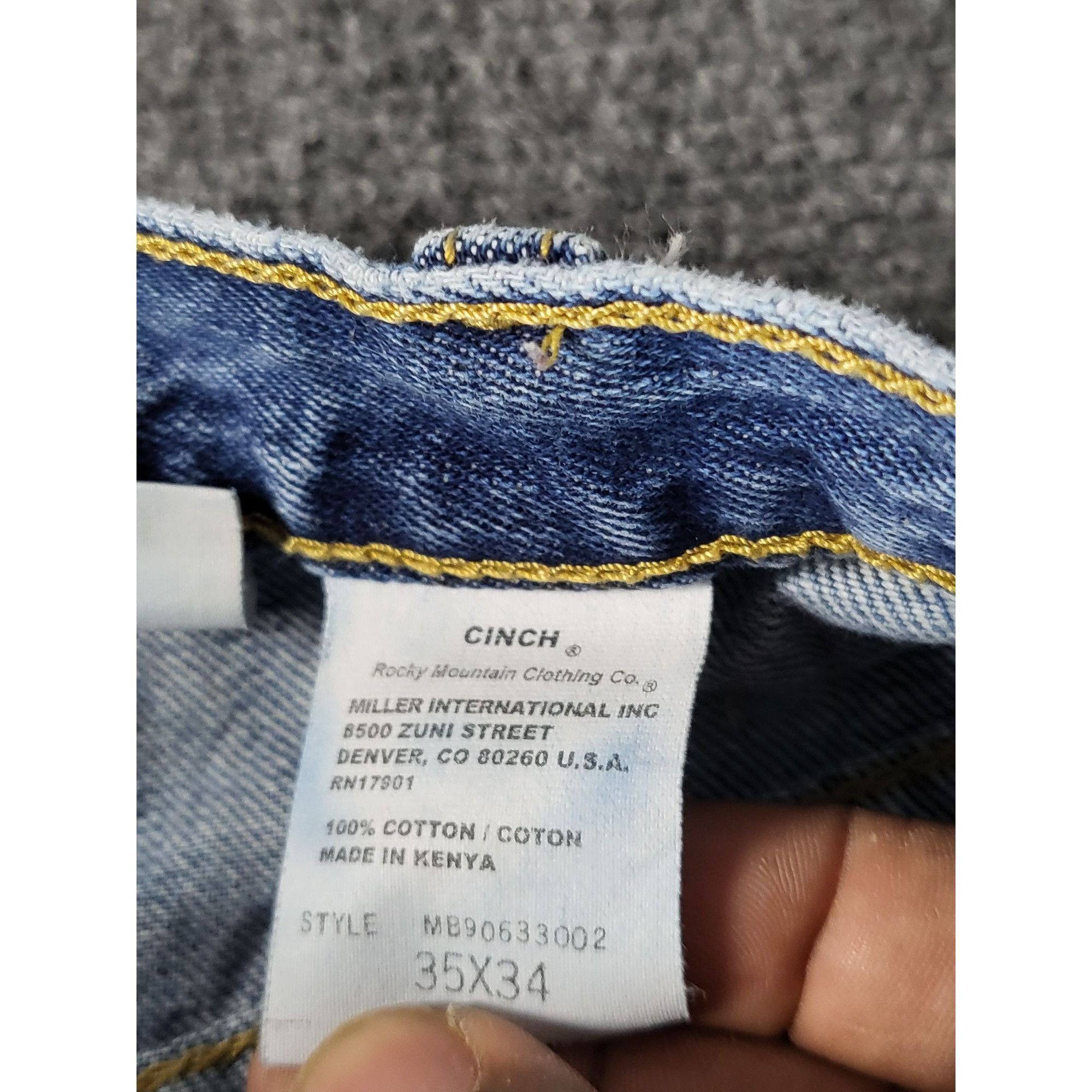 CINCH Cinch Black Label Tapered Leg Jeans Men Sz 35X34 Blue Denim Size US 35 - 7 Thumbnail